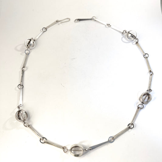 Öhmans, Sweden year 1970. Vintage Modernist Sterling Silver Necklace.