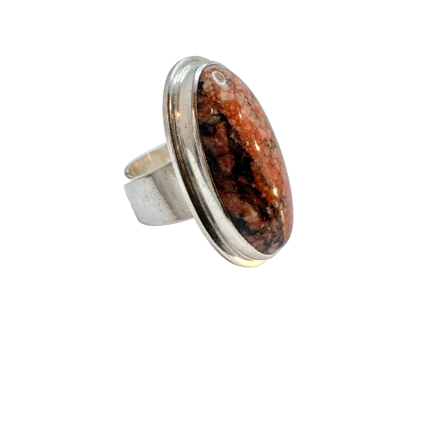 Denmark 1960-70s. Bold Sterling Silver Hardstone Ring.