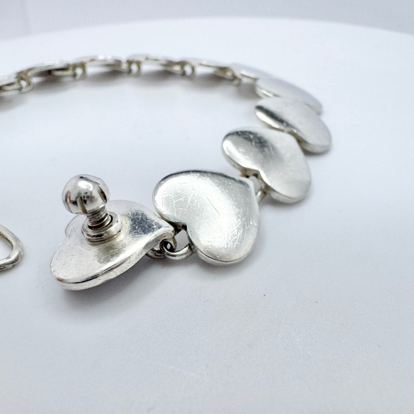 Hans Hansen, Denmark ca 1950. The Iconic Heart Bracelet with Screw Clasp.