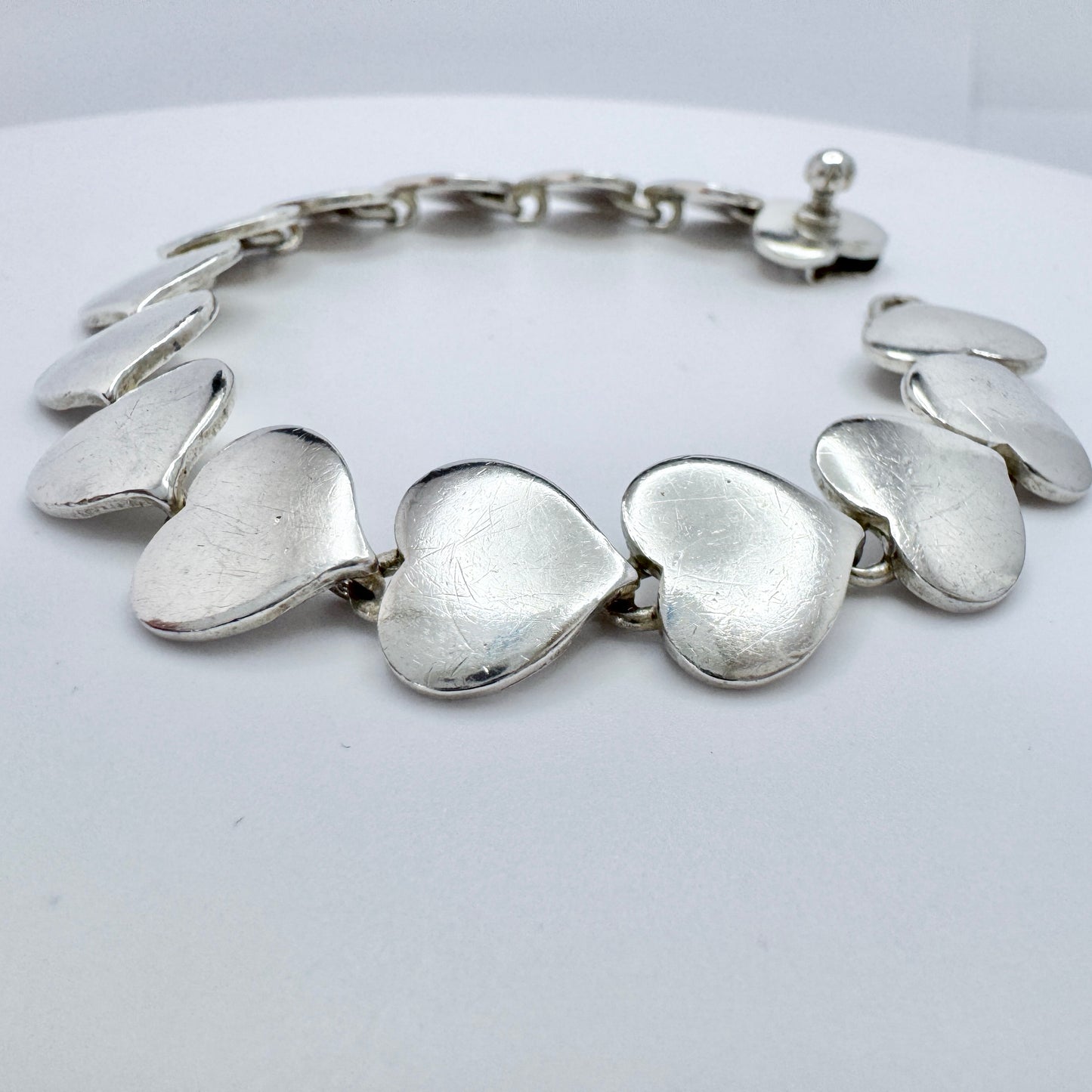 Hans Hansen, Denmark ca 1950. The Iconic Heart Bracelet with Screw Clasp.