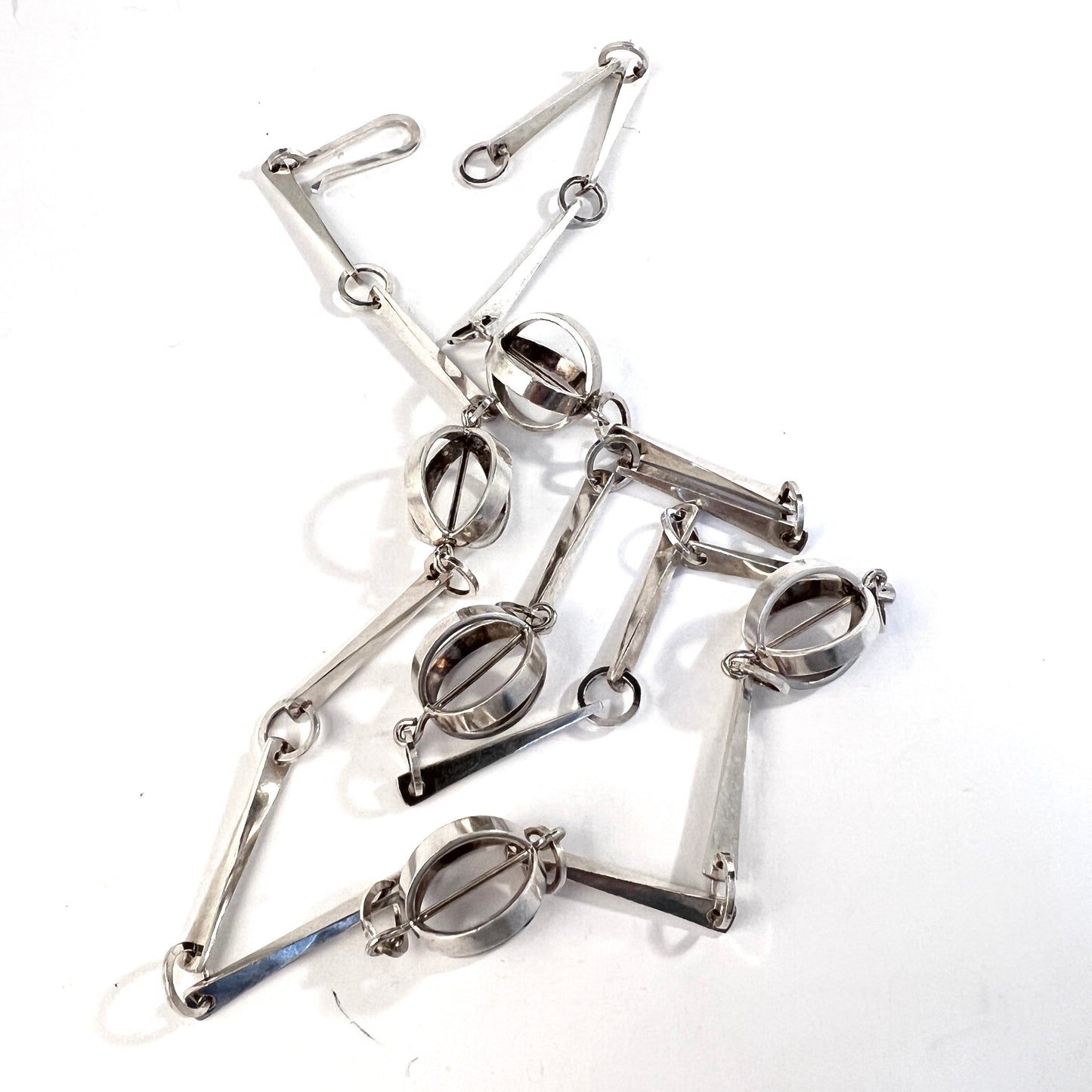 Öhmans, Sweden year 1970. Vintage Modernist Sterling Silver Necklace.