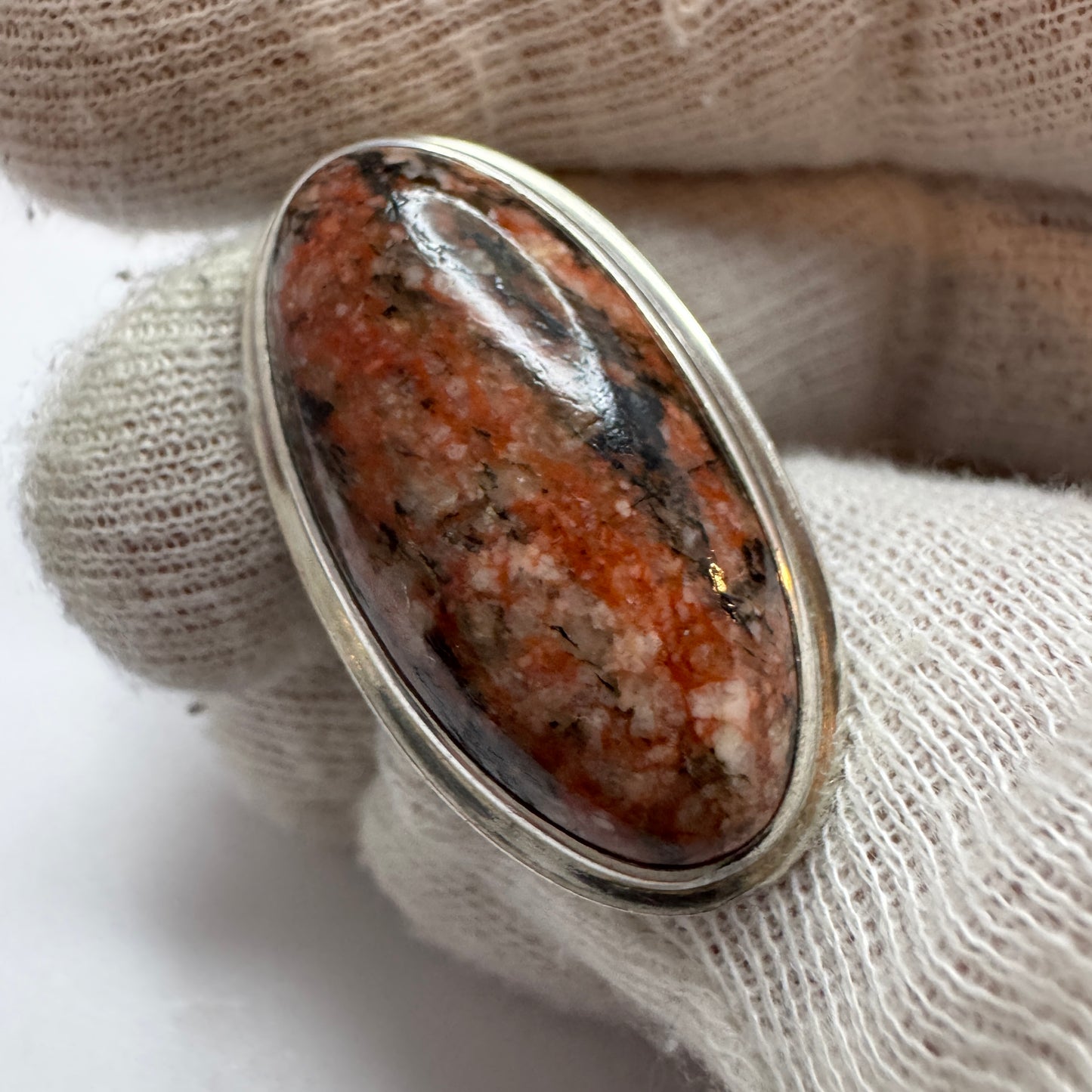 Denmark 1960-70s. Bold Sterling Silver Hardstone Ring.