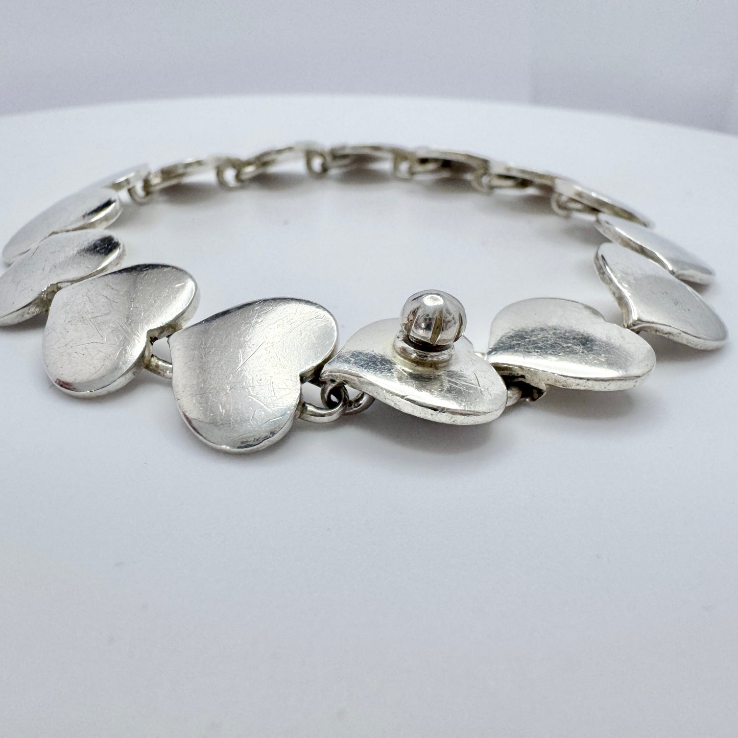 Hans Hansen, Denmark ca 1950. The Iconic Heart Bracelet with Screw Clasp.