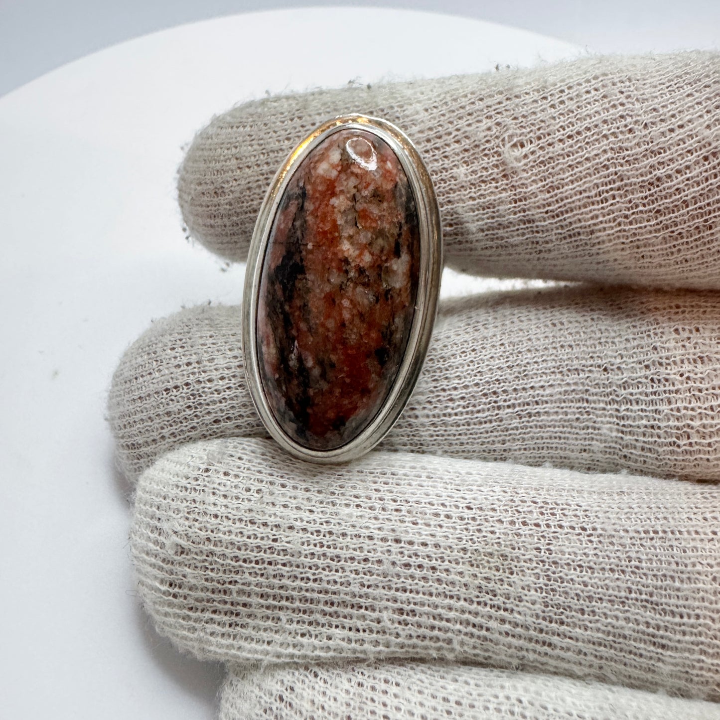 Denmark 1960-70s. Bold Sterling Silver Hardstone Ring.
