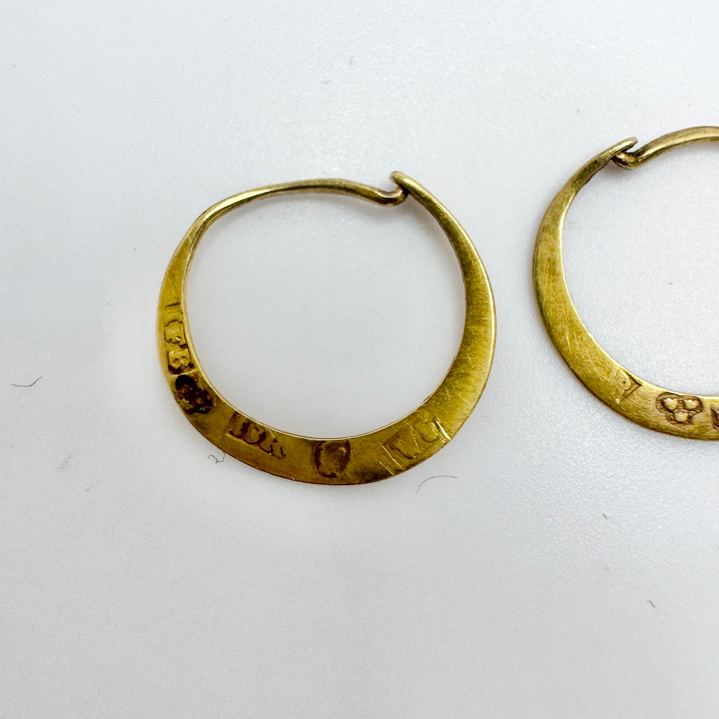 Sweden year 1875. Antique Victorian 18k Gold Earrings.