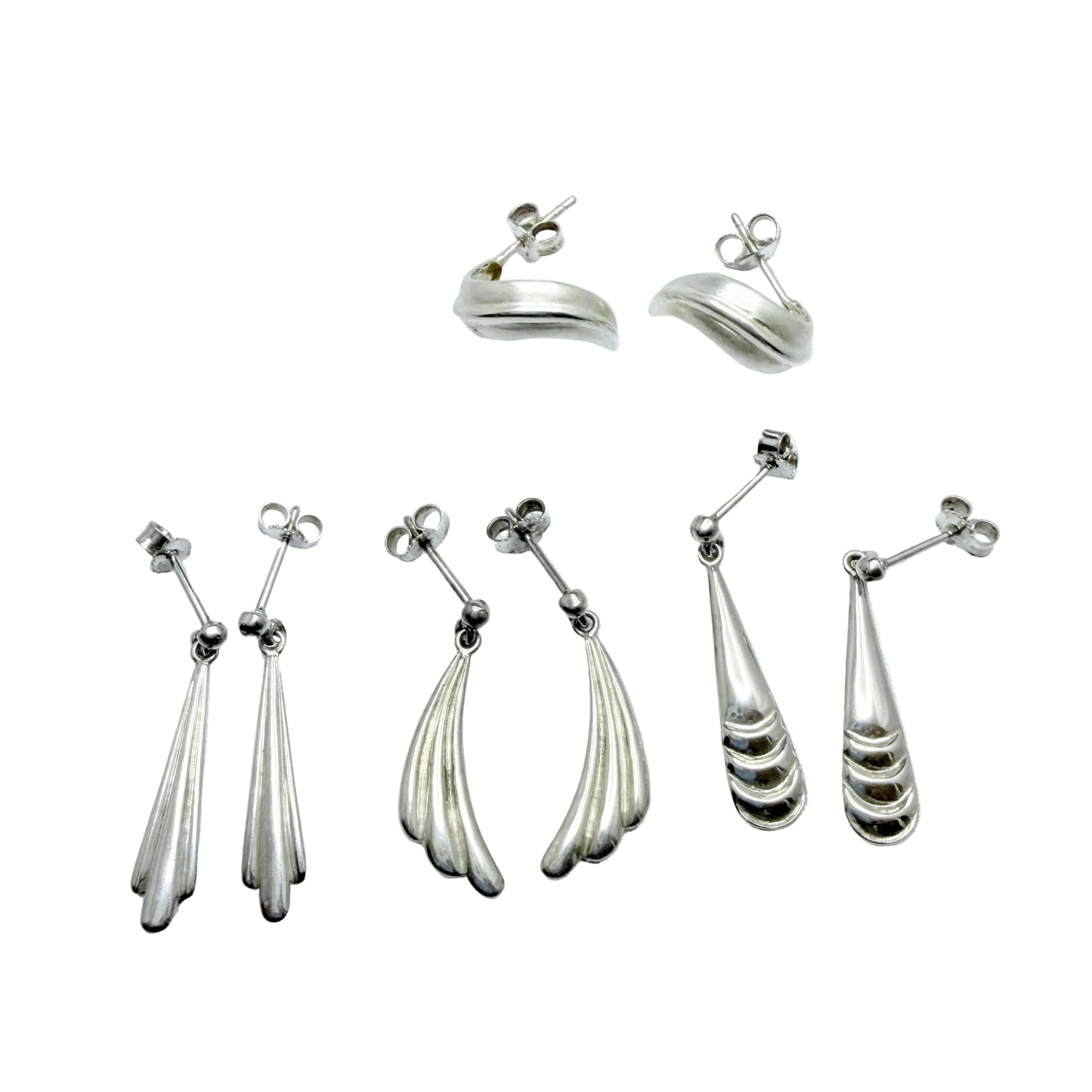 Four Pair of Solid Silver Earrings. Job-lot
