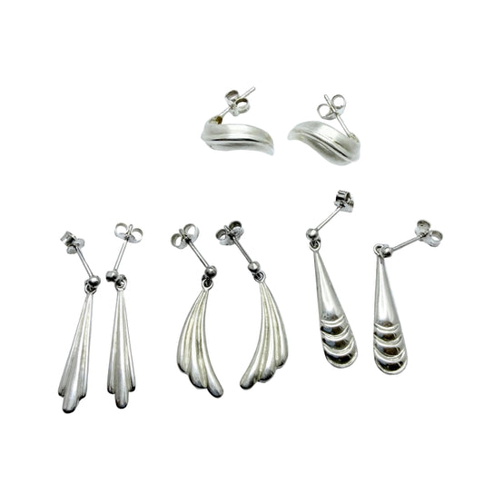 Four Pair of Solid Silver Earrings. Job-lot