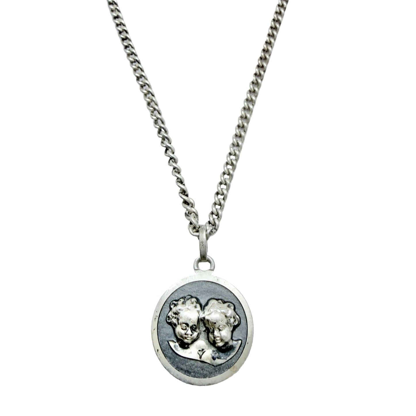 Vintage Solid Silver Zodiac Gemini Pendant Necklace.