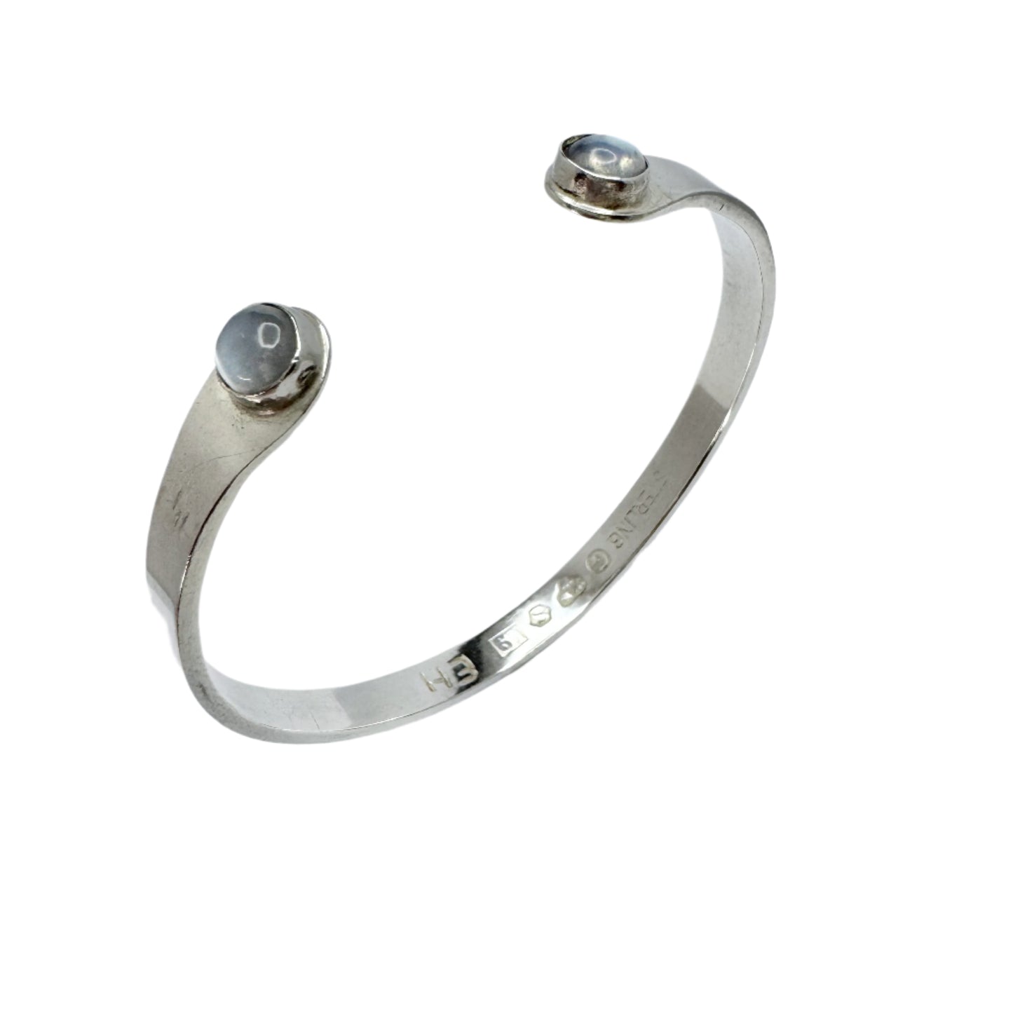Sweden 1961. Vintage Sterling Silver Moonstone Bracelet Arm Cuff.