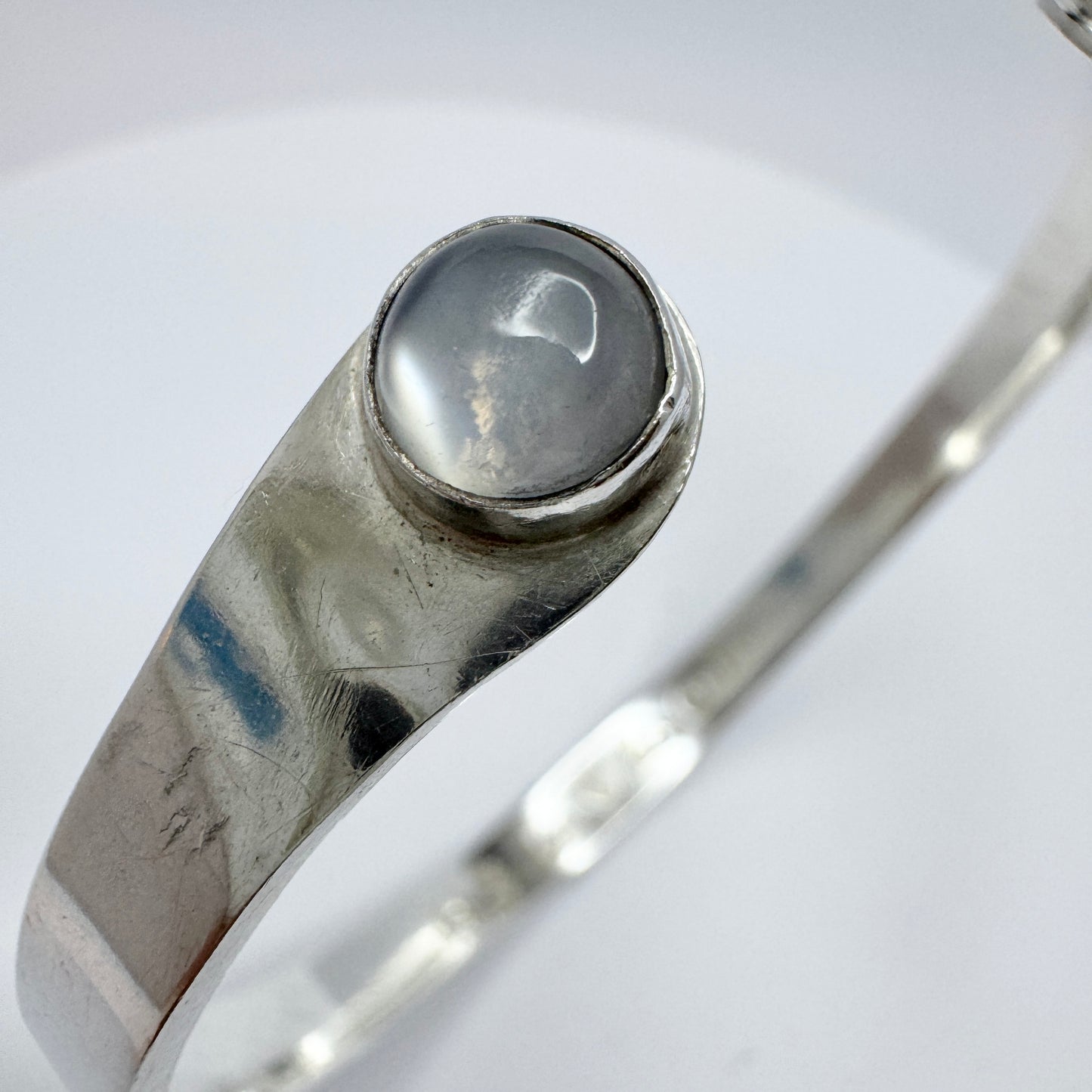 Sweden 1961. Vintage Sterling Silver Moonstone Bracelet Arm Cuff.