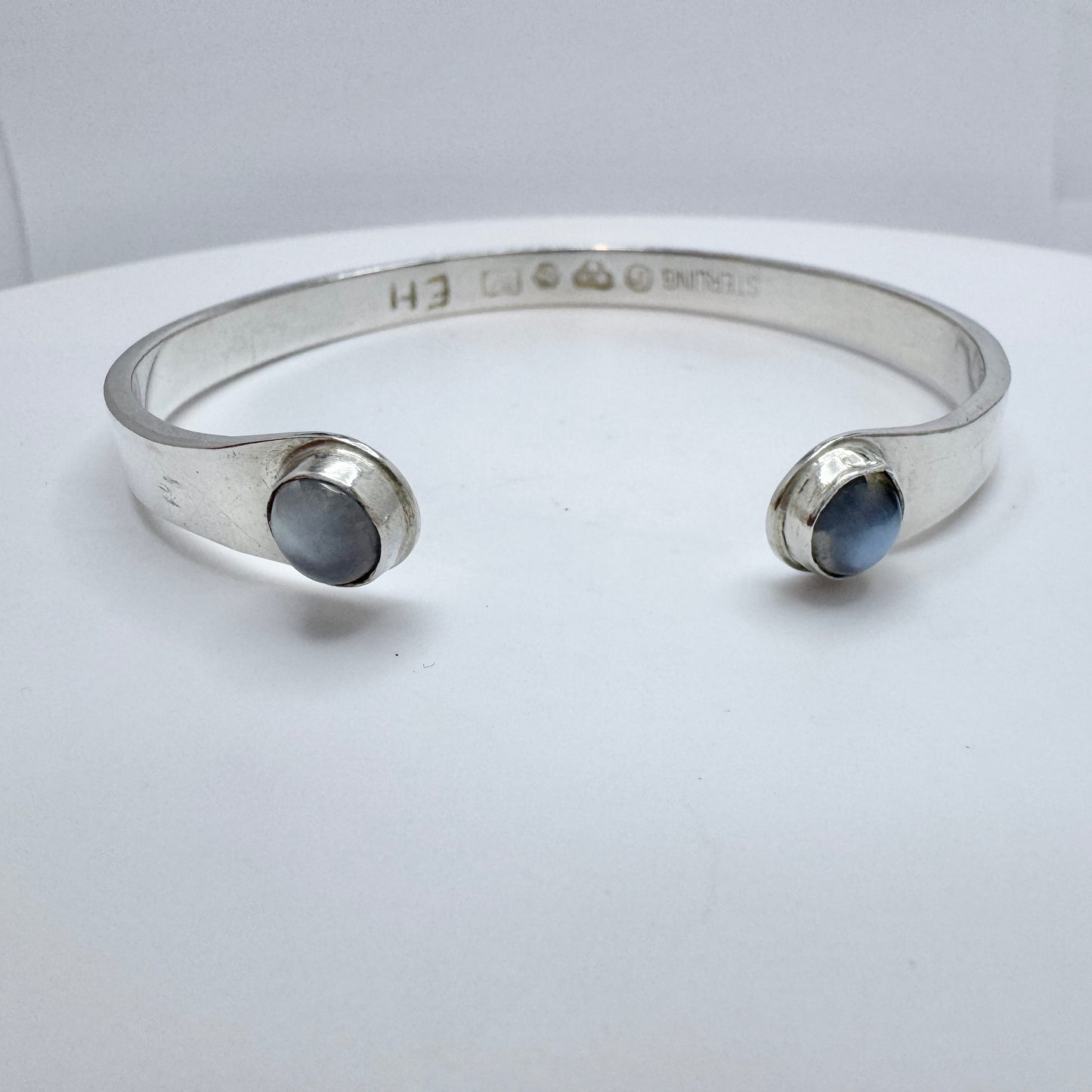Sweden 1961. Vintage Sterling Silver Moonstone Bracelet Arm Cuff.