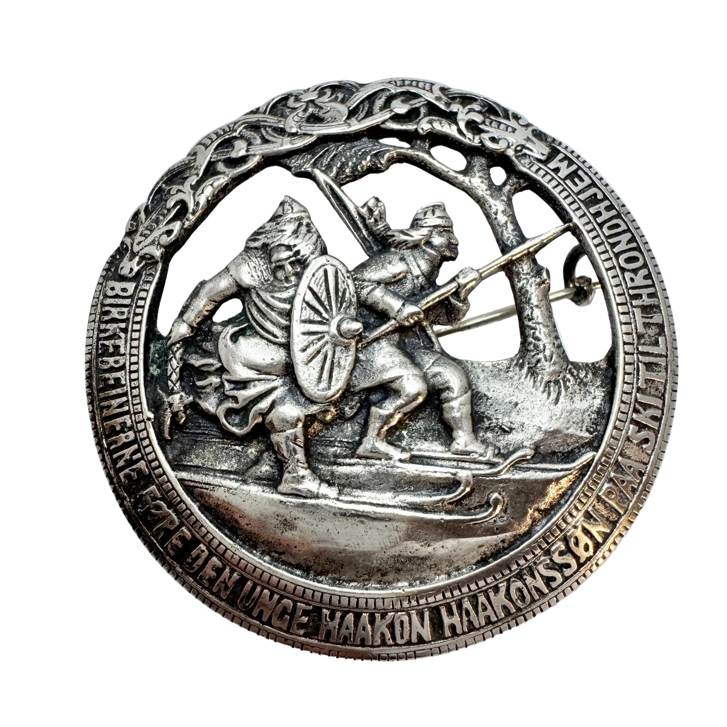 Norway early 1900s. Antique Large Solid Silver The Birkebein Party Brooch