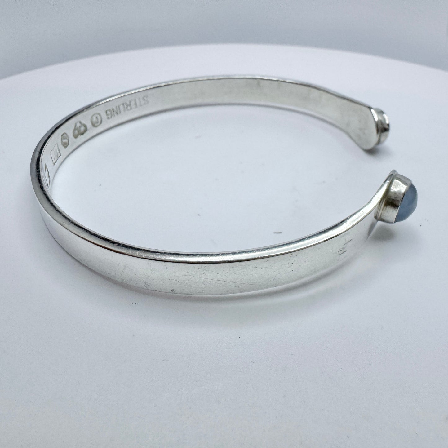 Sweden 1961. Vintage Sterling Silver Moonstone Bracelet Arm Cuff.