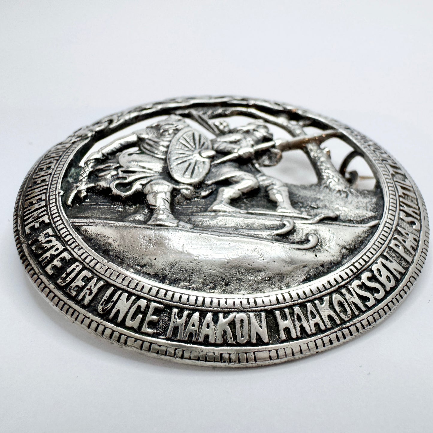 Norway early 1900s. Antique Large Solid Silver The Birkebein Party Brooch