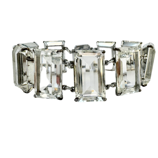 Japan. Vintage Sterling Silver Rock Crystal Bracelet.