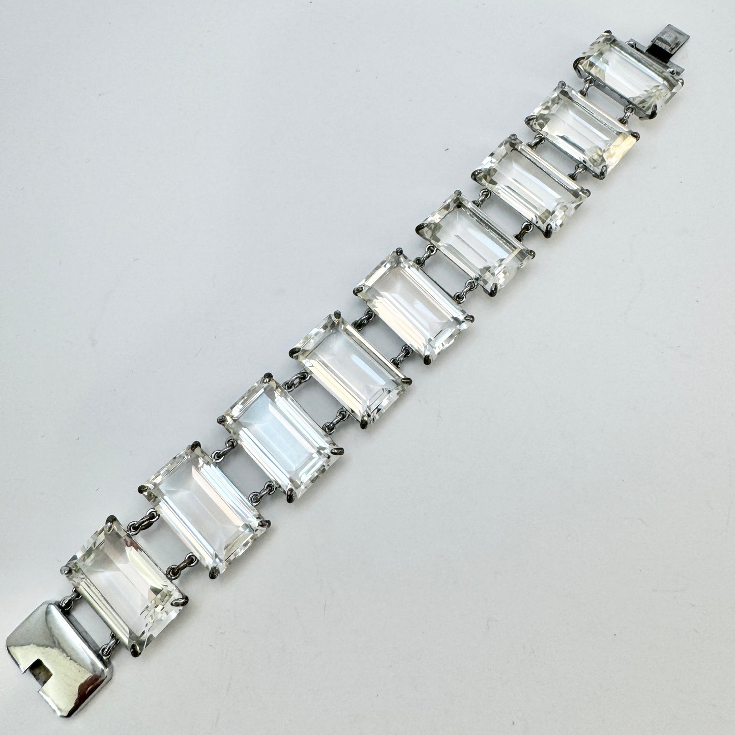 Japan. Vintage Sterling Silver Rock Crystal Bracelet.