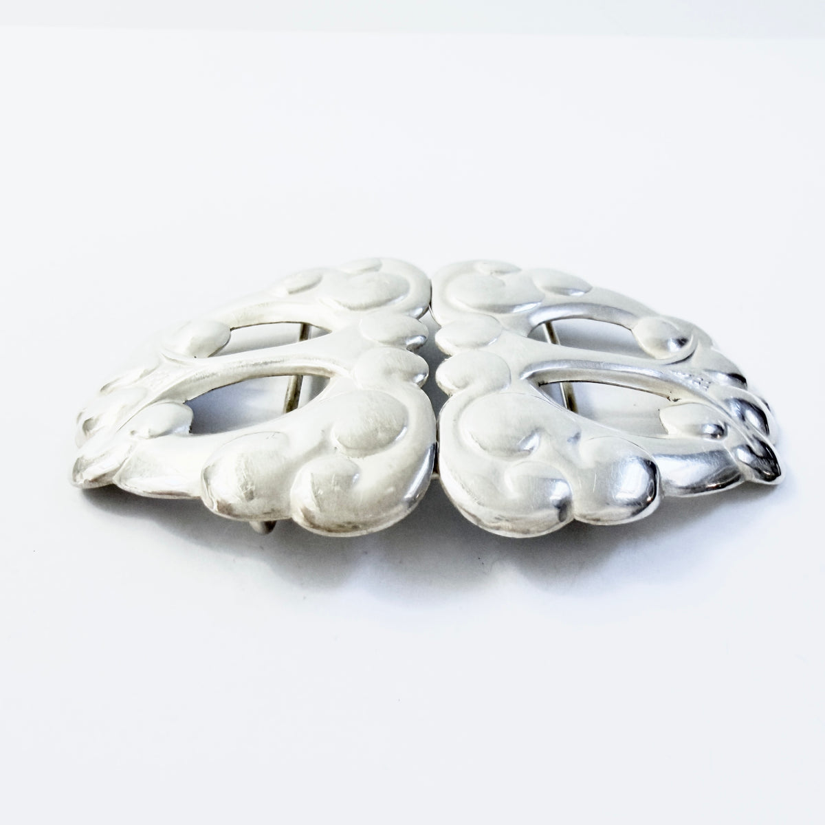 Denmark c 1910. Large Antique Skonvirke Art Nouveau Solid Silver Belt Buckle.