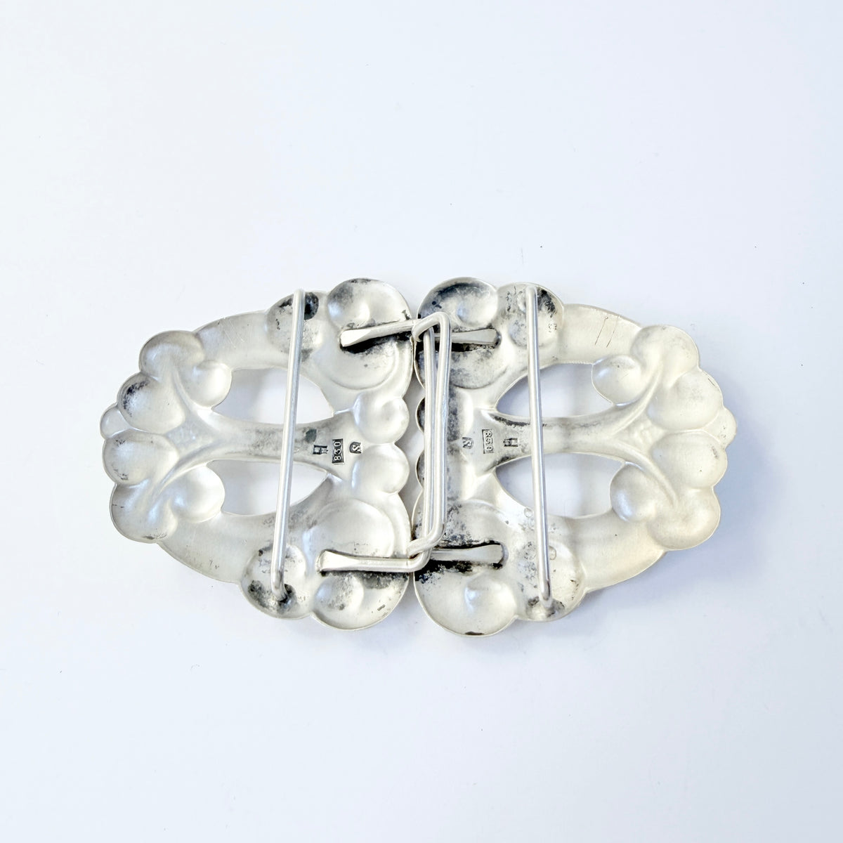 Denmark c 1910. Large Antique Skonvirke Art Nouveau Solid Silver Belt Buckle.
