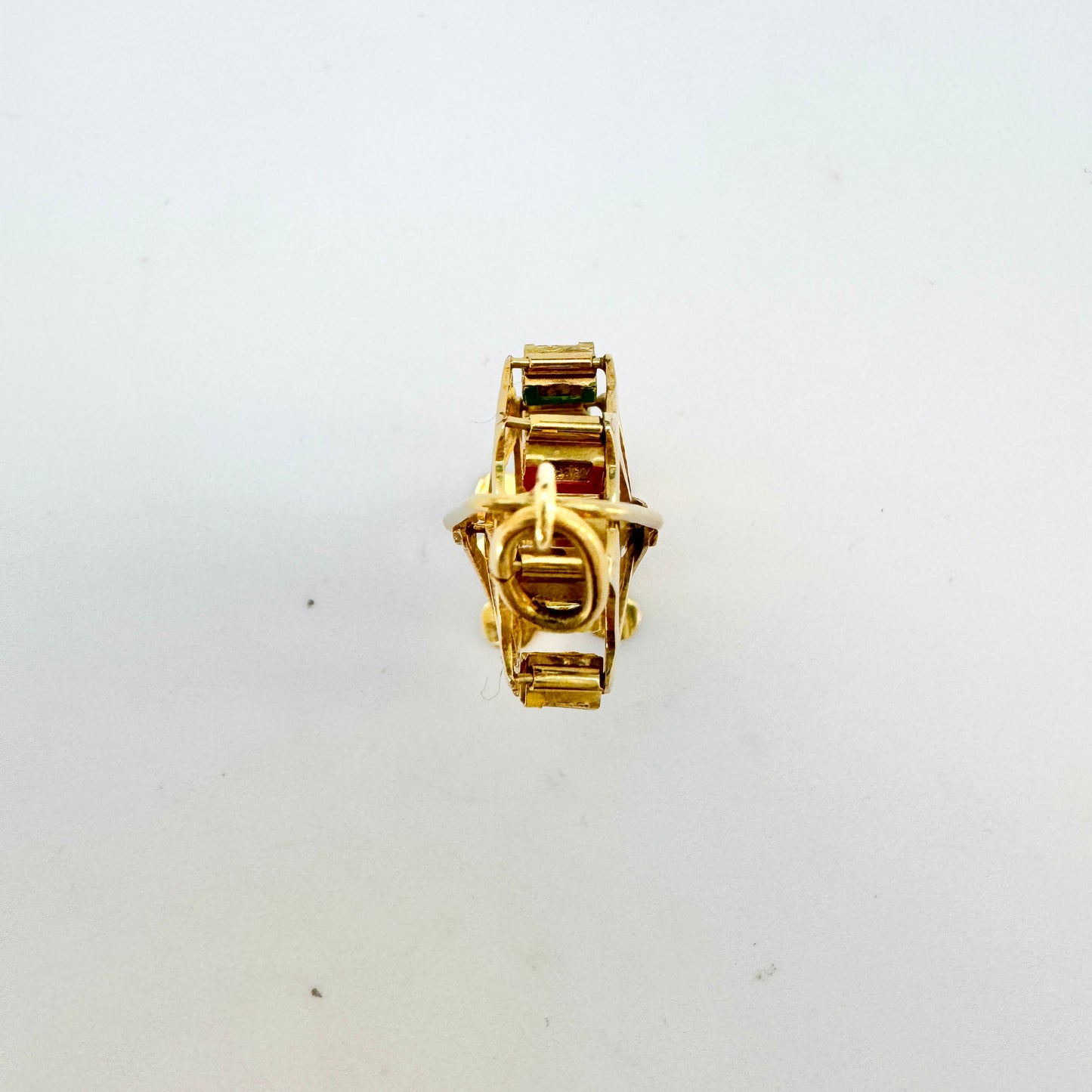 Austria c 1950s. Vintage 14k Gold Enamel Kinetic Ferris Wheel Large Charm or Pendant.