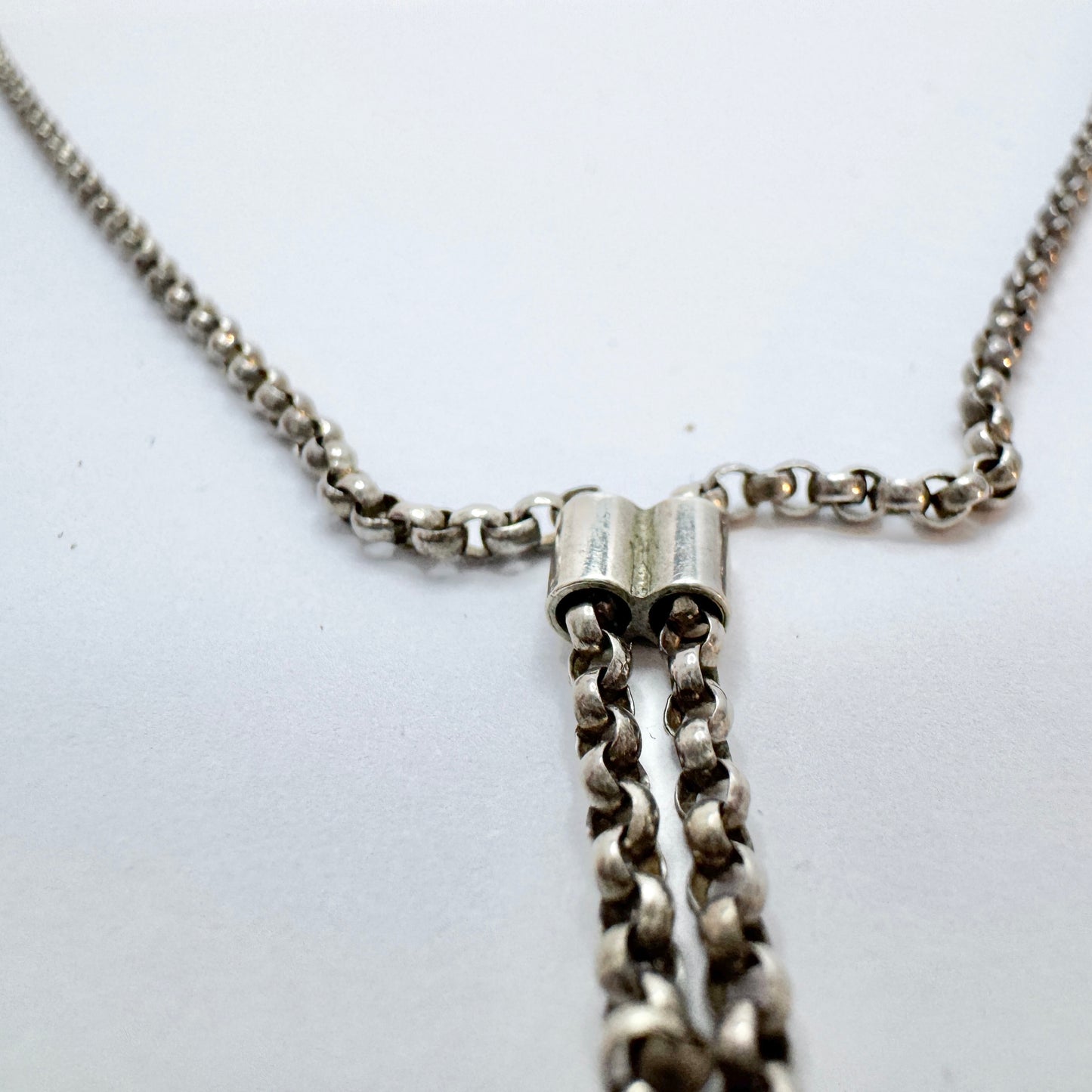 Sweden. Antique Silver 159cm Longuard Chain. Perfect Long Pendant Chain.