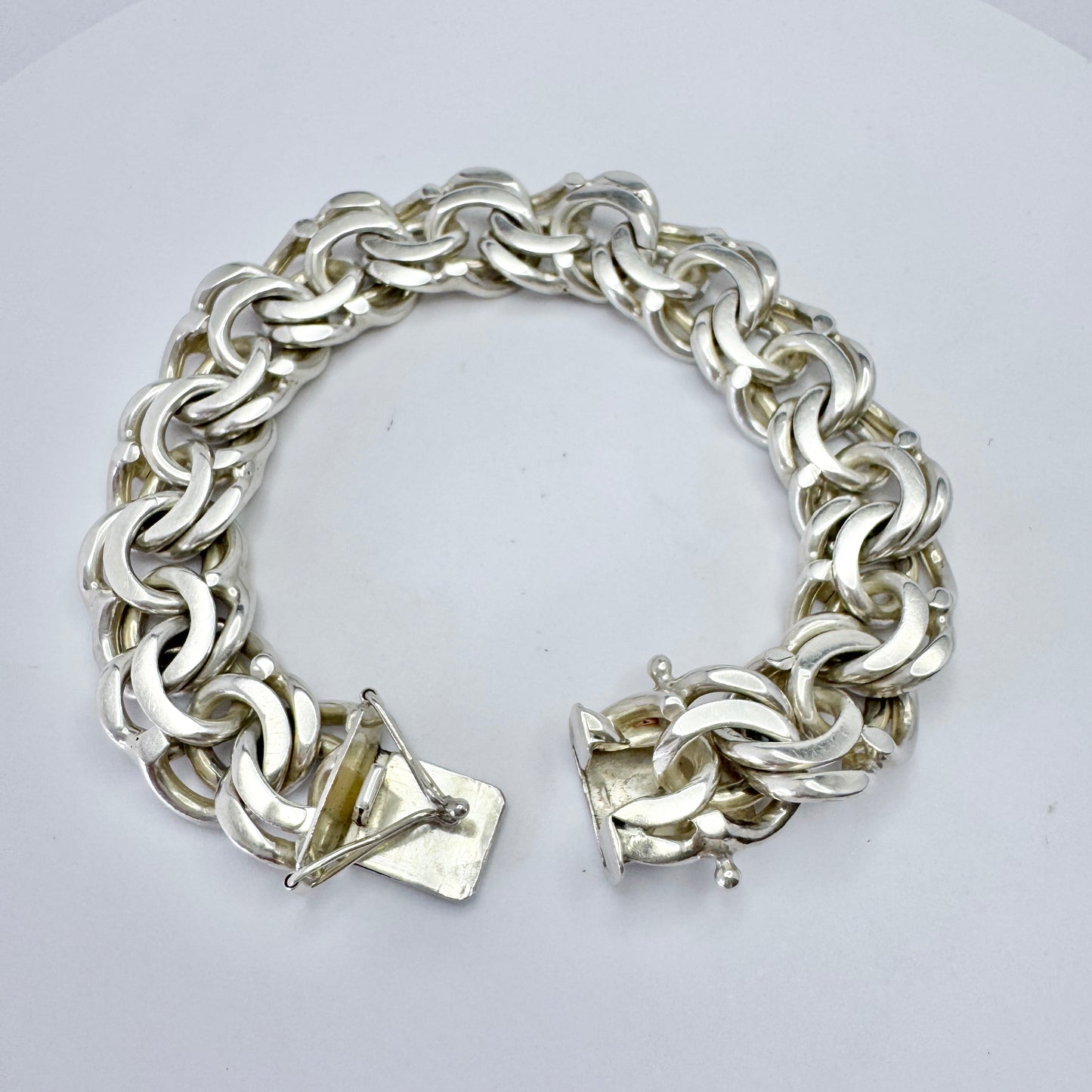 Victor Janson, Sweden 1974. Chunky Vintage Sterling Silver Bismark Bracelet.