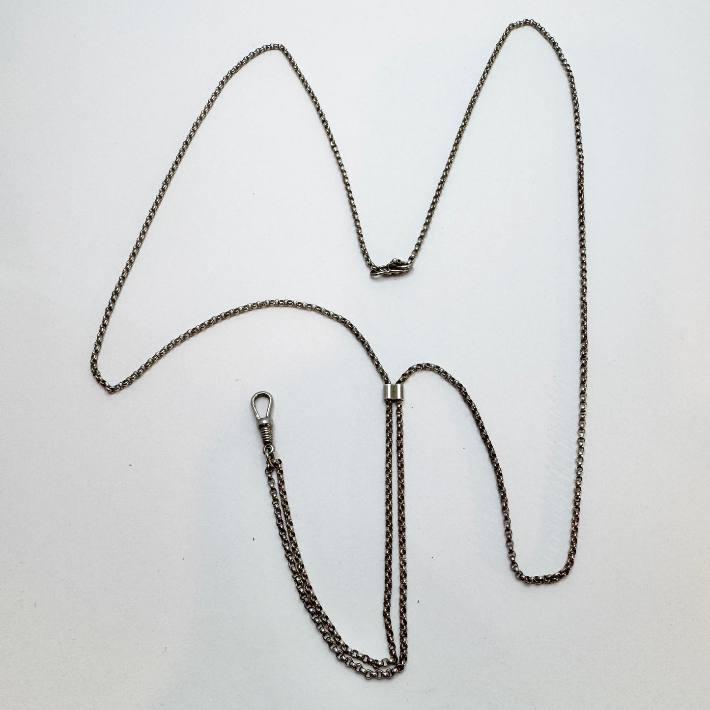 Sweden. Antique Silver 159cm Longuard Chain. Perfect Long Pendant Chain.