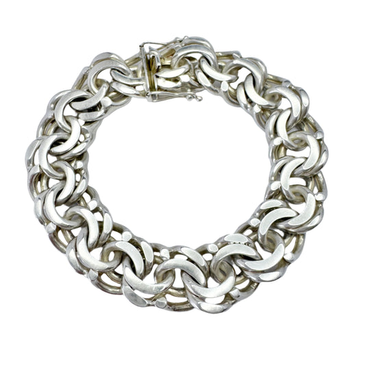 Victor Janson, Sweden 1974. Chunky Vintage Sterling Silver Bismark Bracelet.
