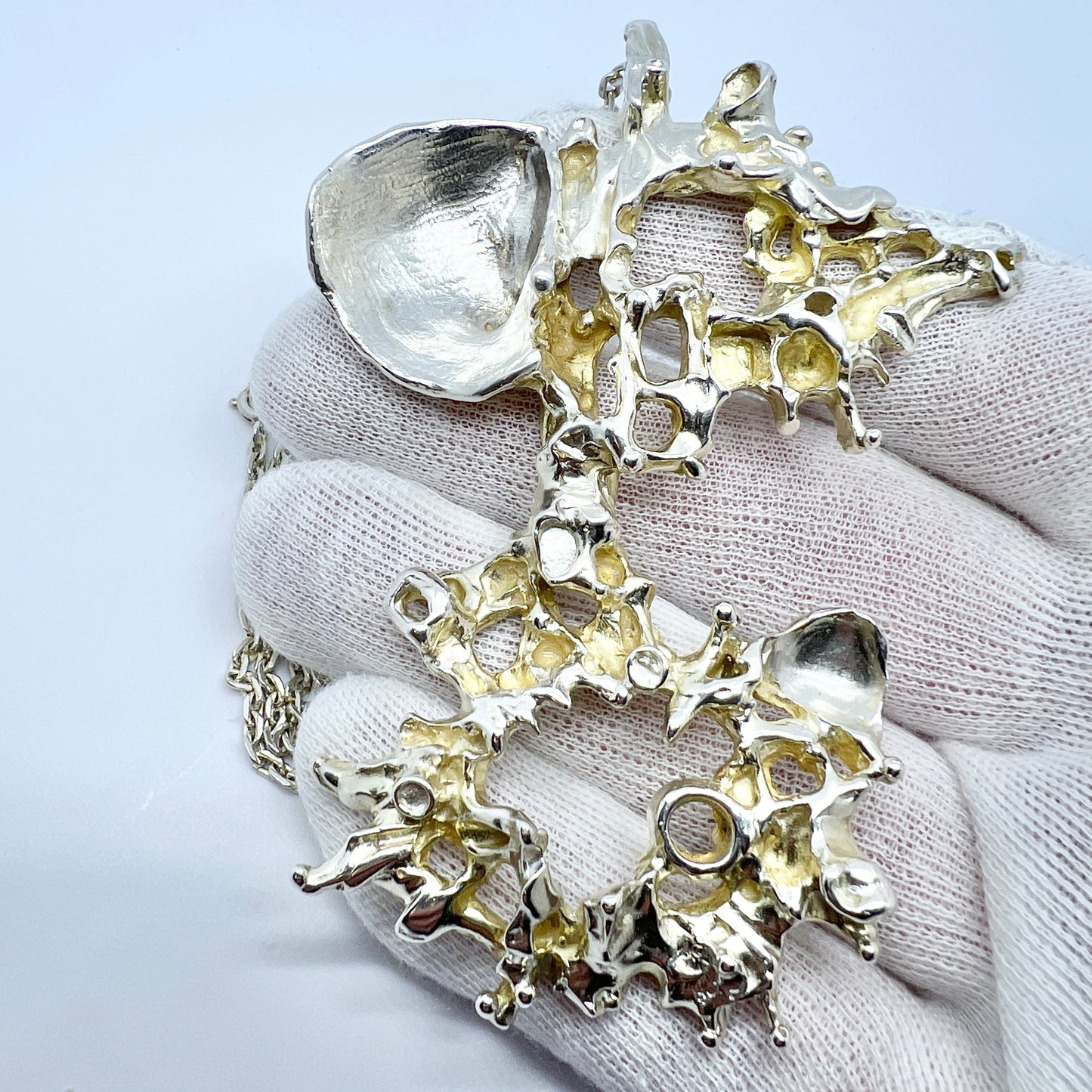 Ragnar Skalstad, Norway c 1970. Very Large Sterling Silver Pendant Necklace