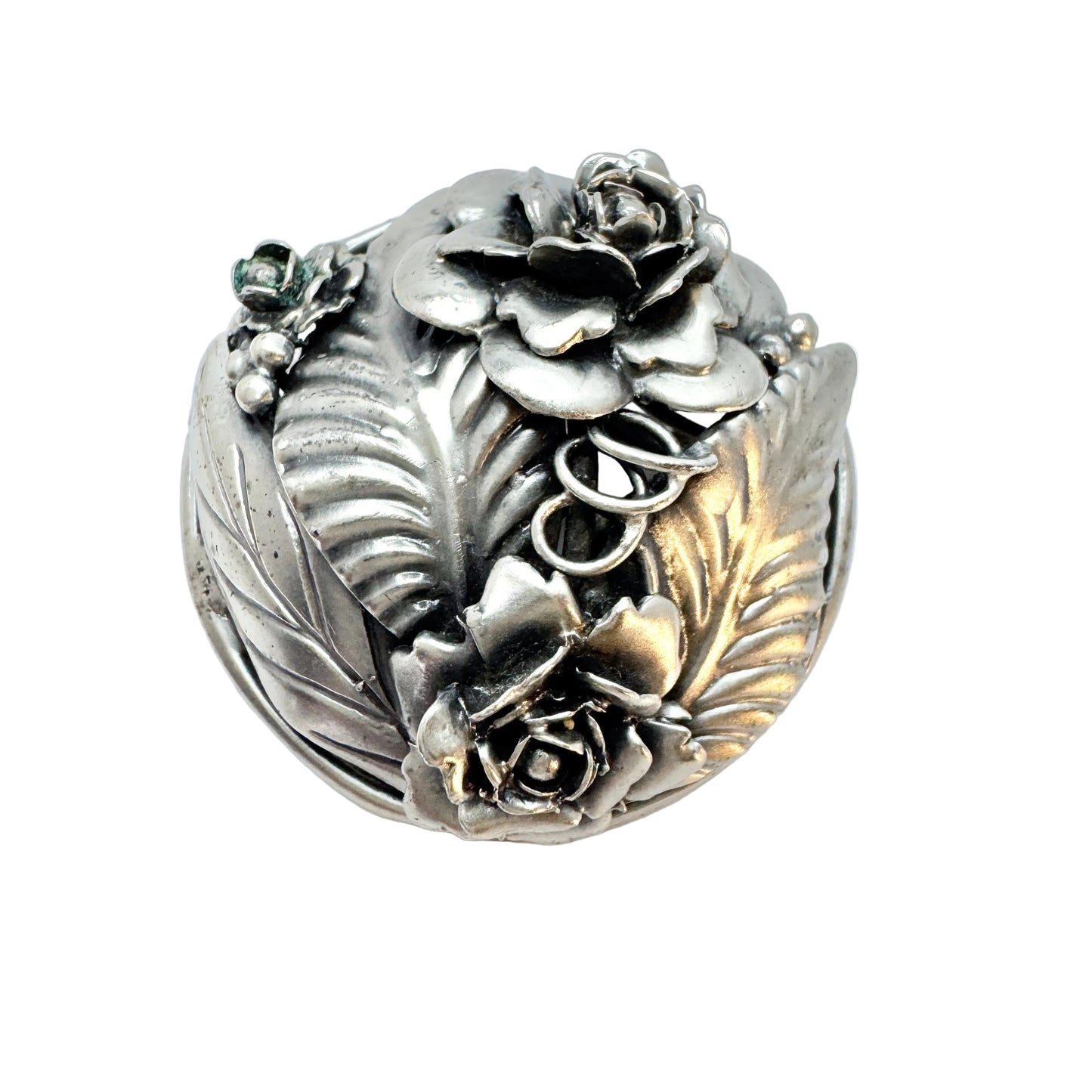 Hobé. Vintage 1940s Sterling Silver Flower Brooch.