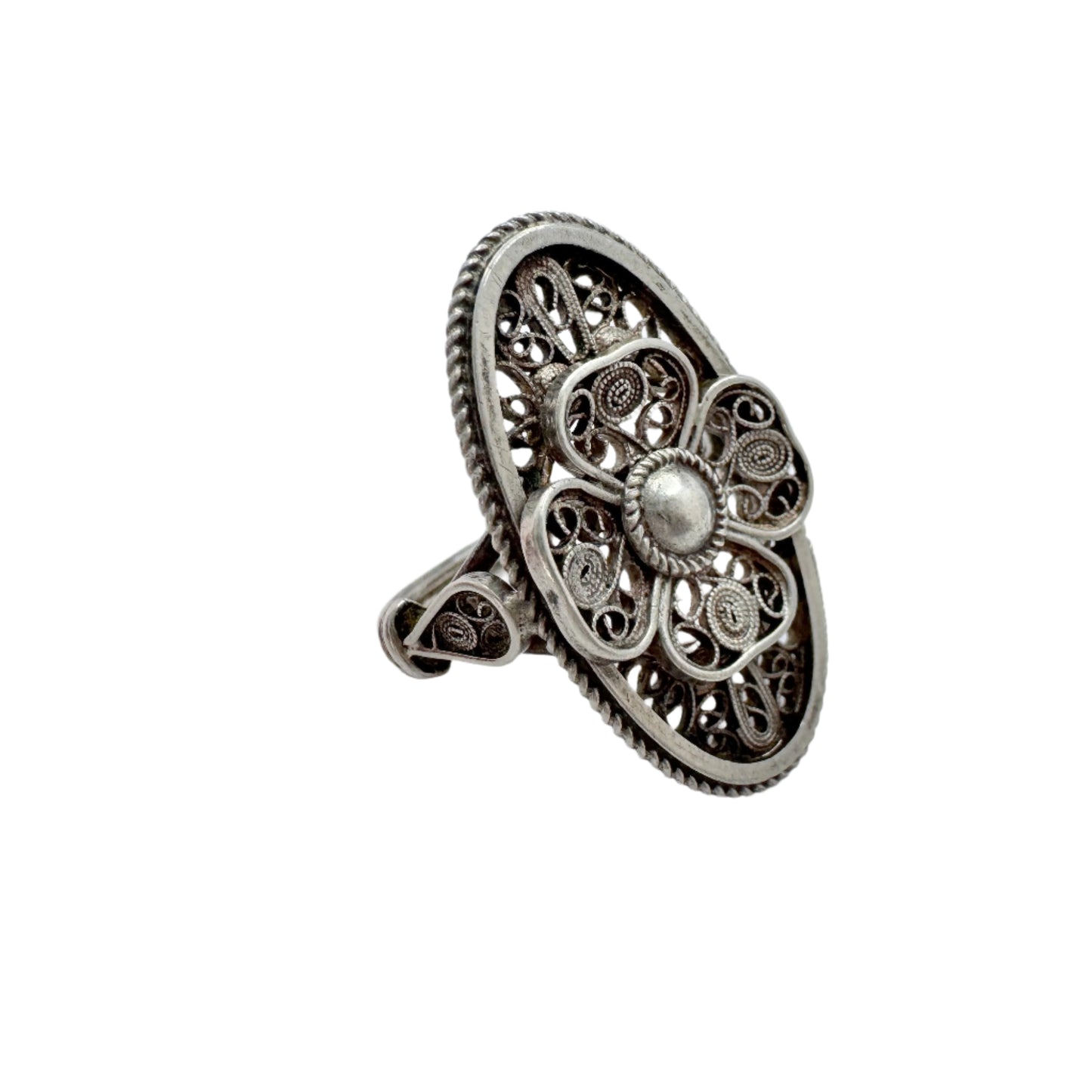 Laurits Berth, Denmark 1930-40s. Vintage 830 Silver Filigree Ring.