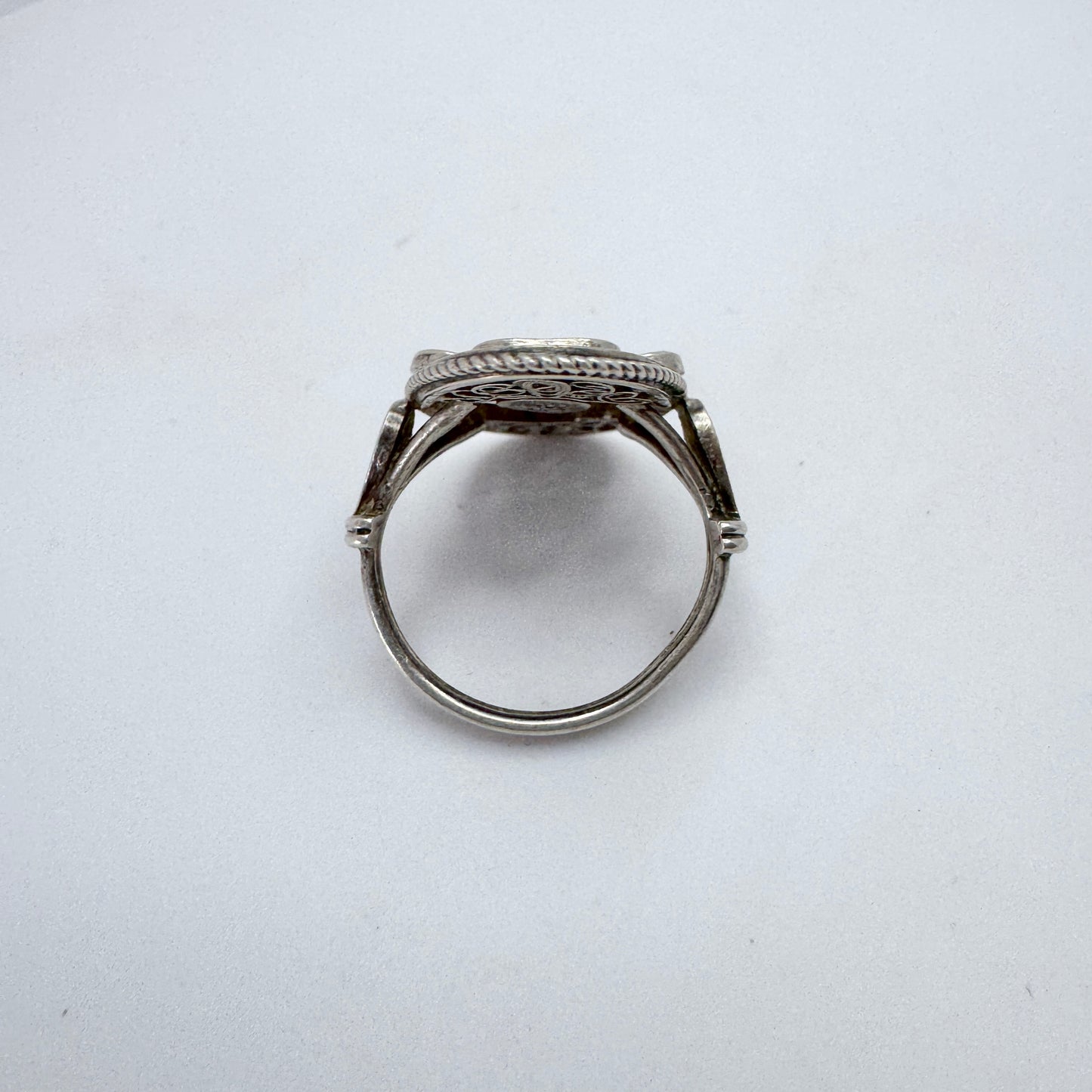 Laurits Berth, Denmark 1930-40s. Vintage 830 Silver Filigree Ring.