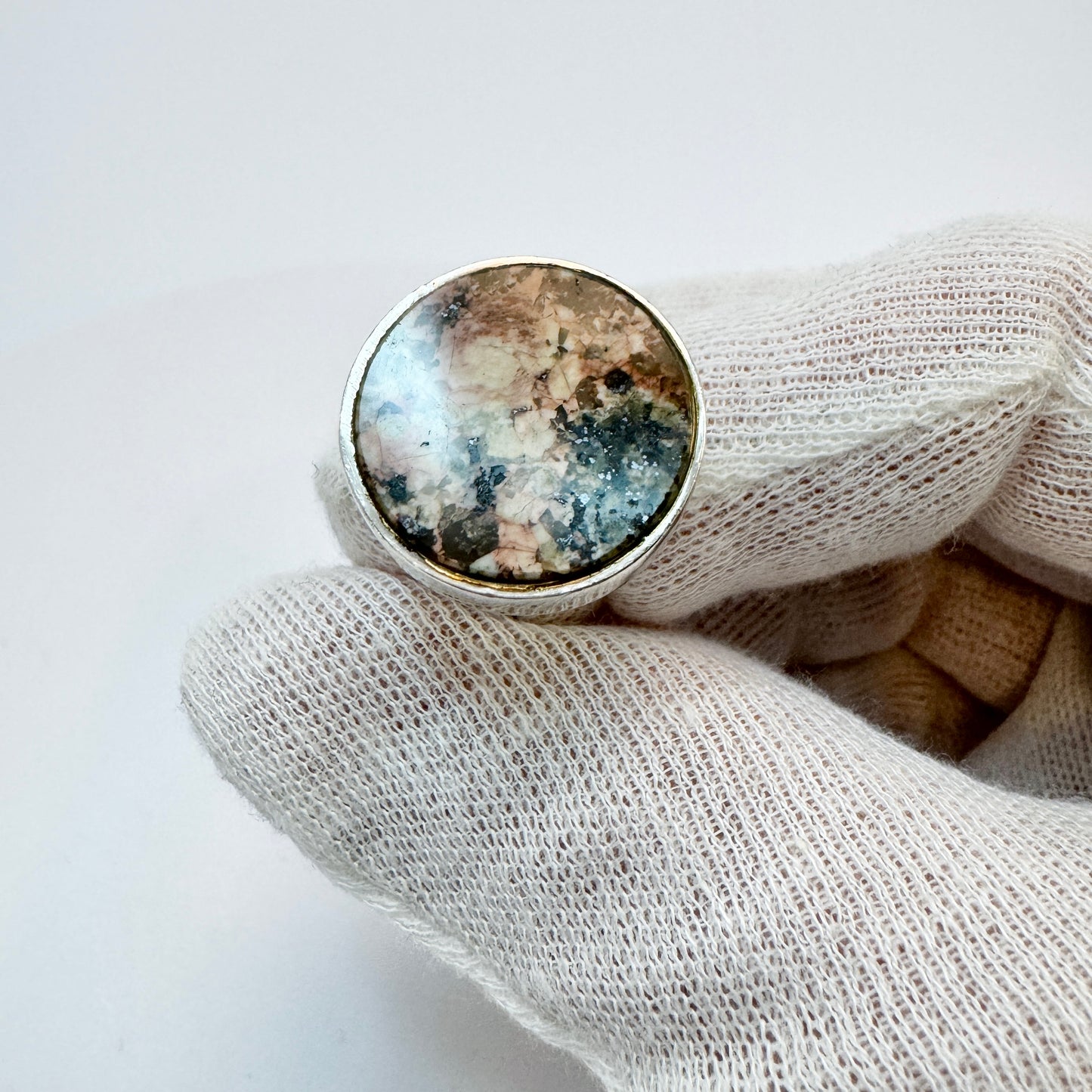 Bernt Högkvist, Stockholm 1975. Vintage Sterling Silver Granite Ring.