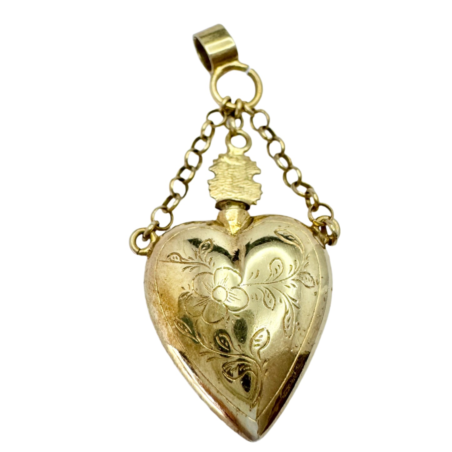 Hans Georg Tillström, Sweden 1834-44. Antique Silver Sacred Flaming Heart Pendant