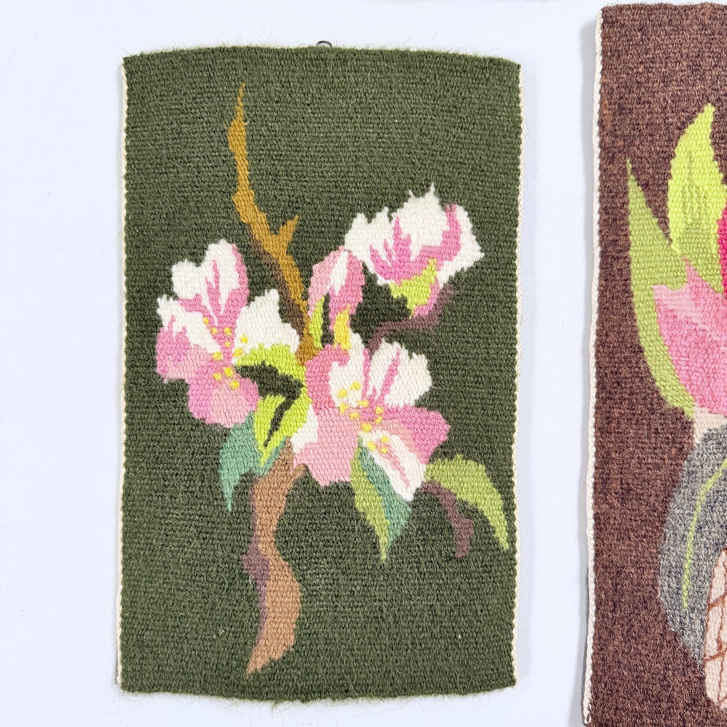 Sweden ca 1940-50s. Four Vintage Wool Wall Hanging Flower Tapestries