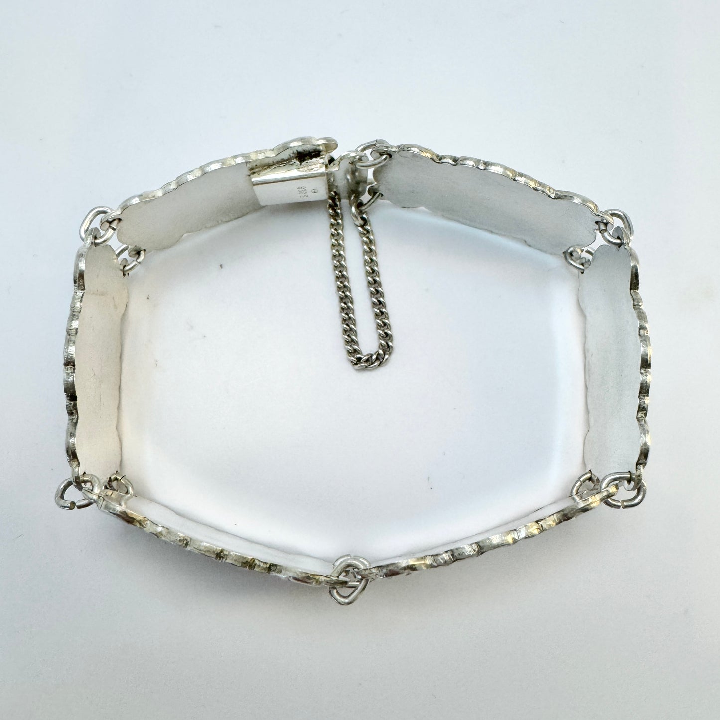 Ivar T Holth, Norway c 1950s. Vintage Solid Silver Panel Bracelet.