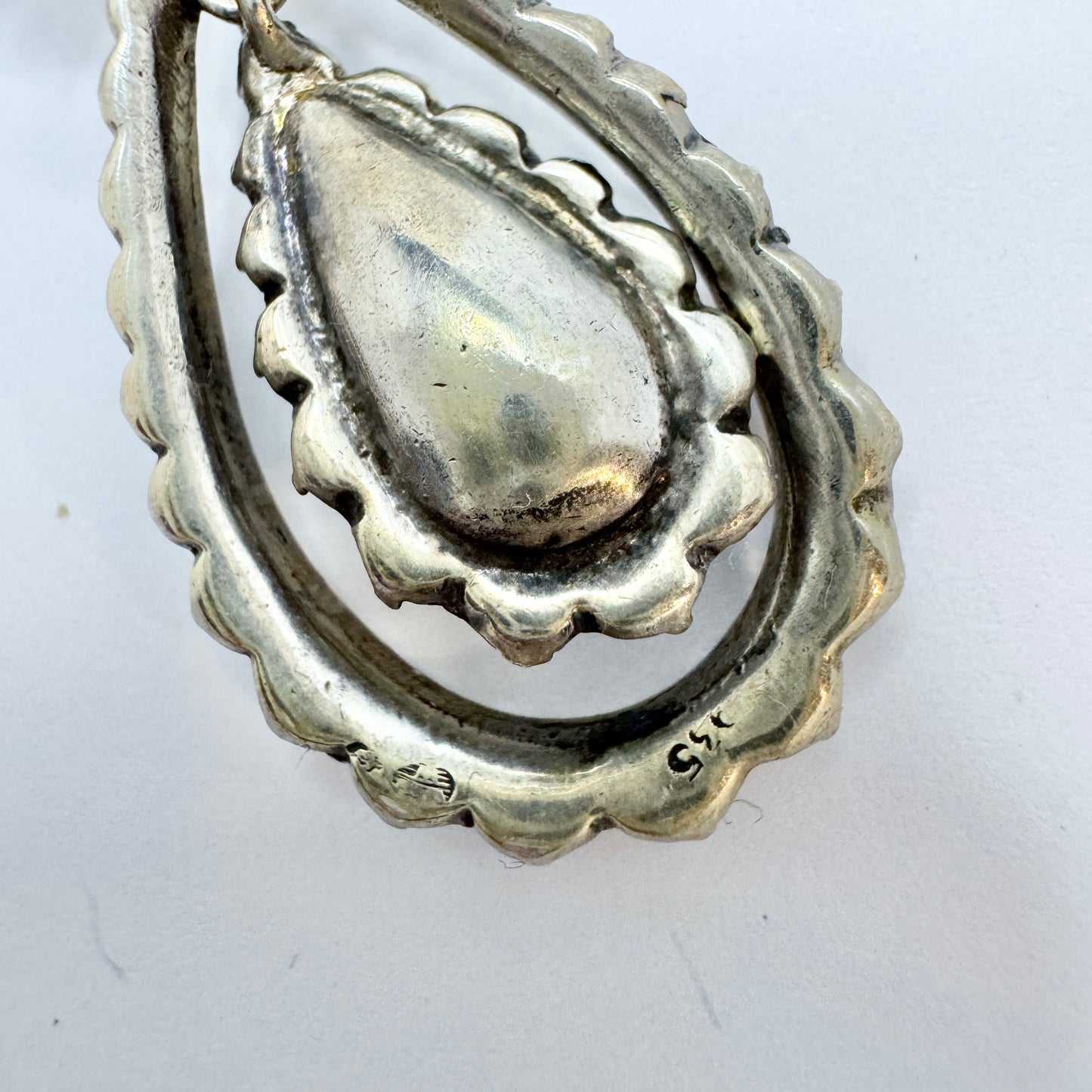 Early 1900s. Solid Silver Foil Back Paste Stone Necklace and Earrings.