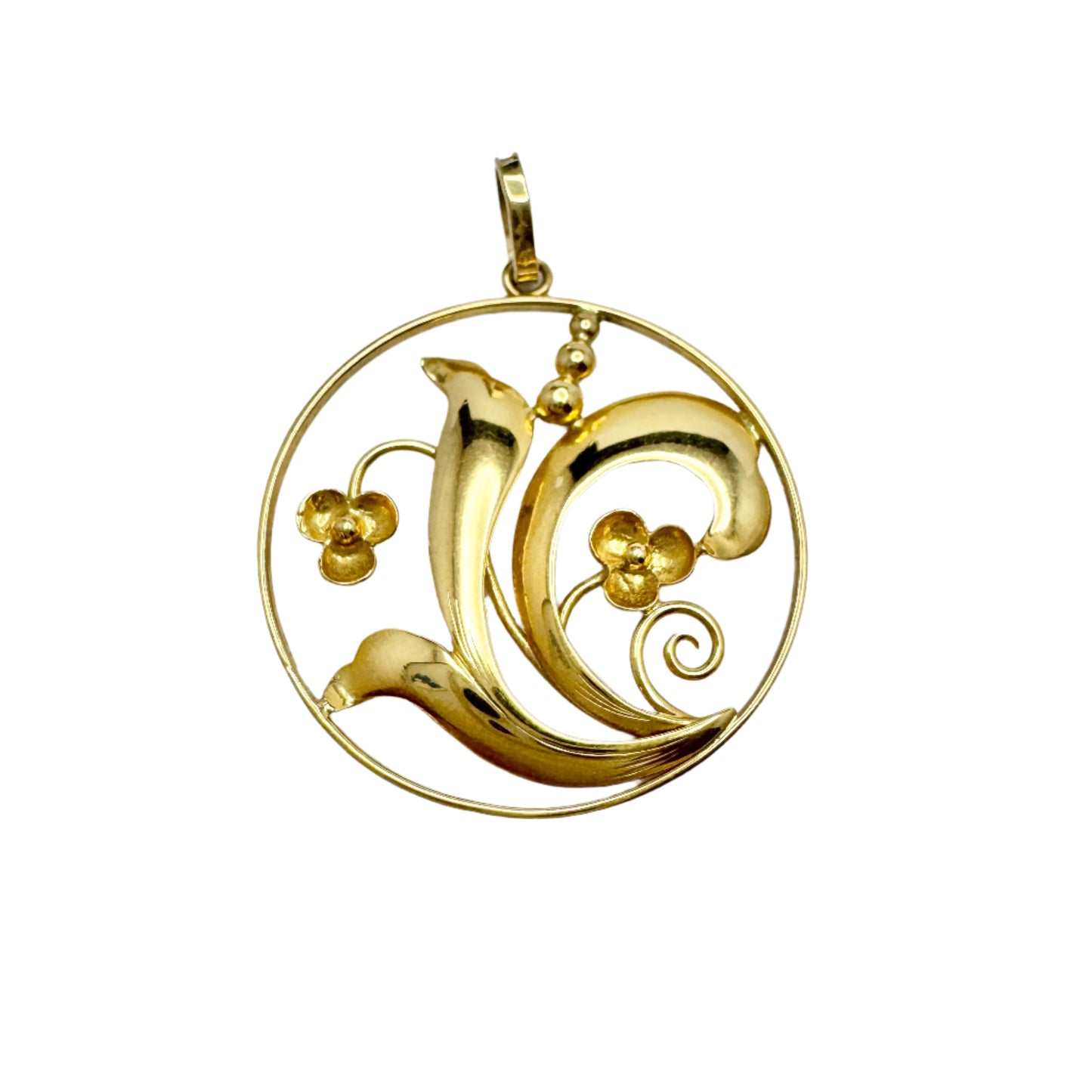 J Petersson, Stockholm 1949. Vintage 18k Gold Flower Pendant