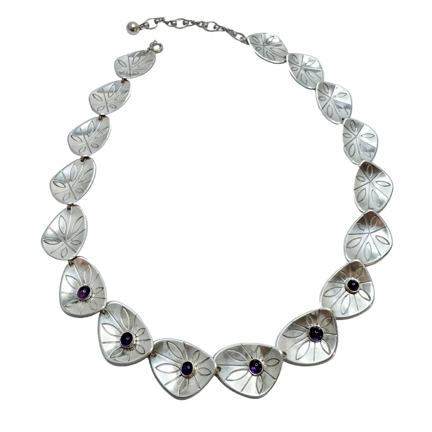 Kaplan, Sweden 1959. Vintage Sterling Silver Amethyst Necklace.