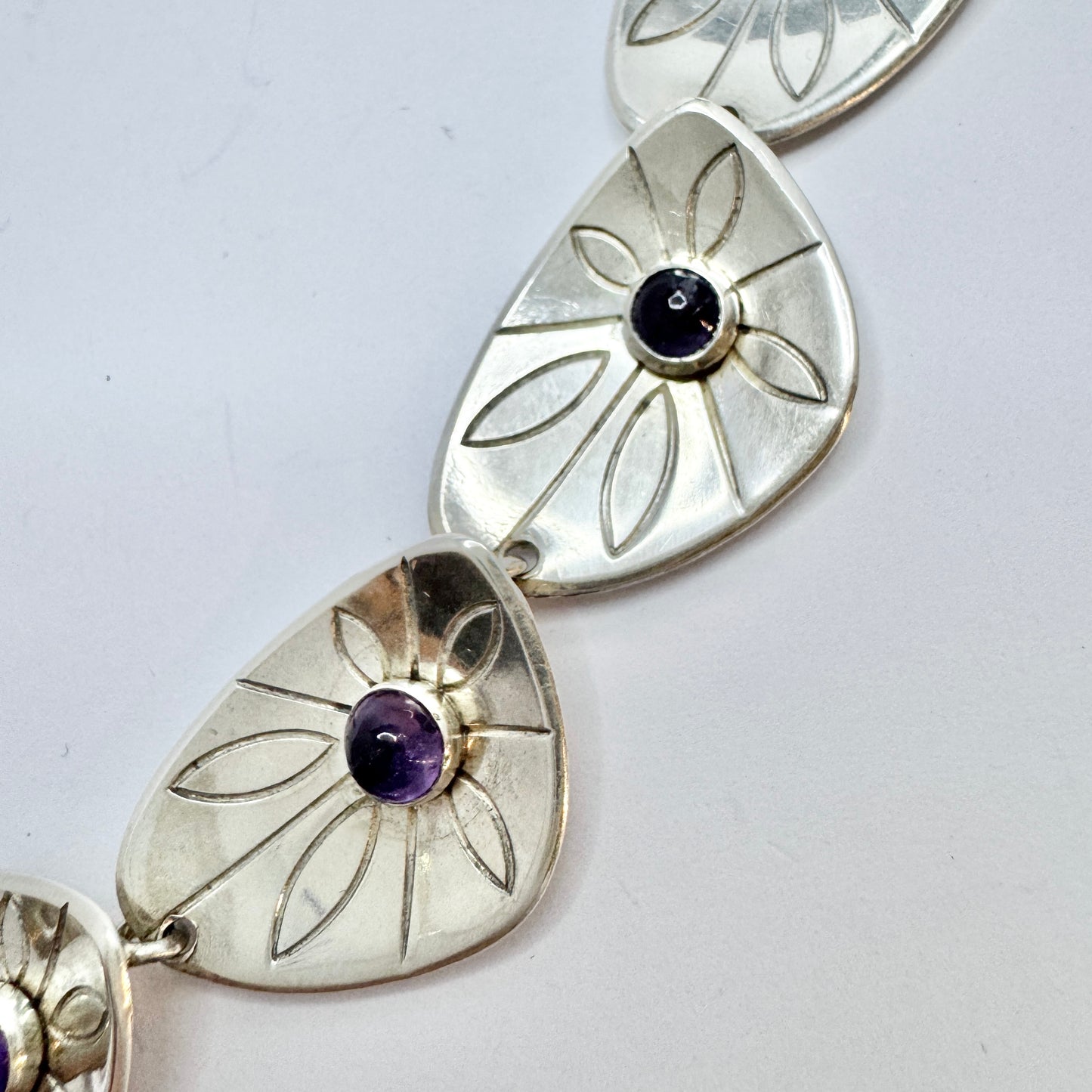 Kaplan, Sweden 1959. Vintage Sterling Silver Amethyst Necklace.