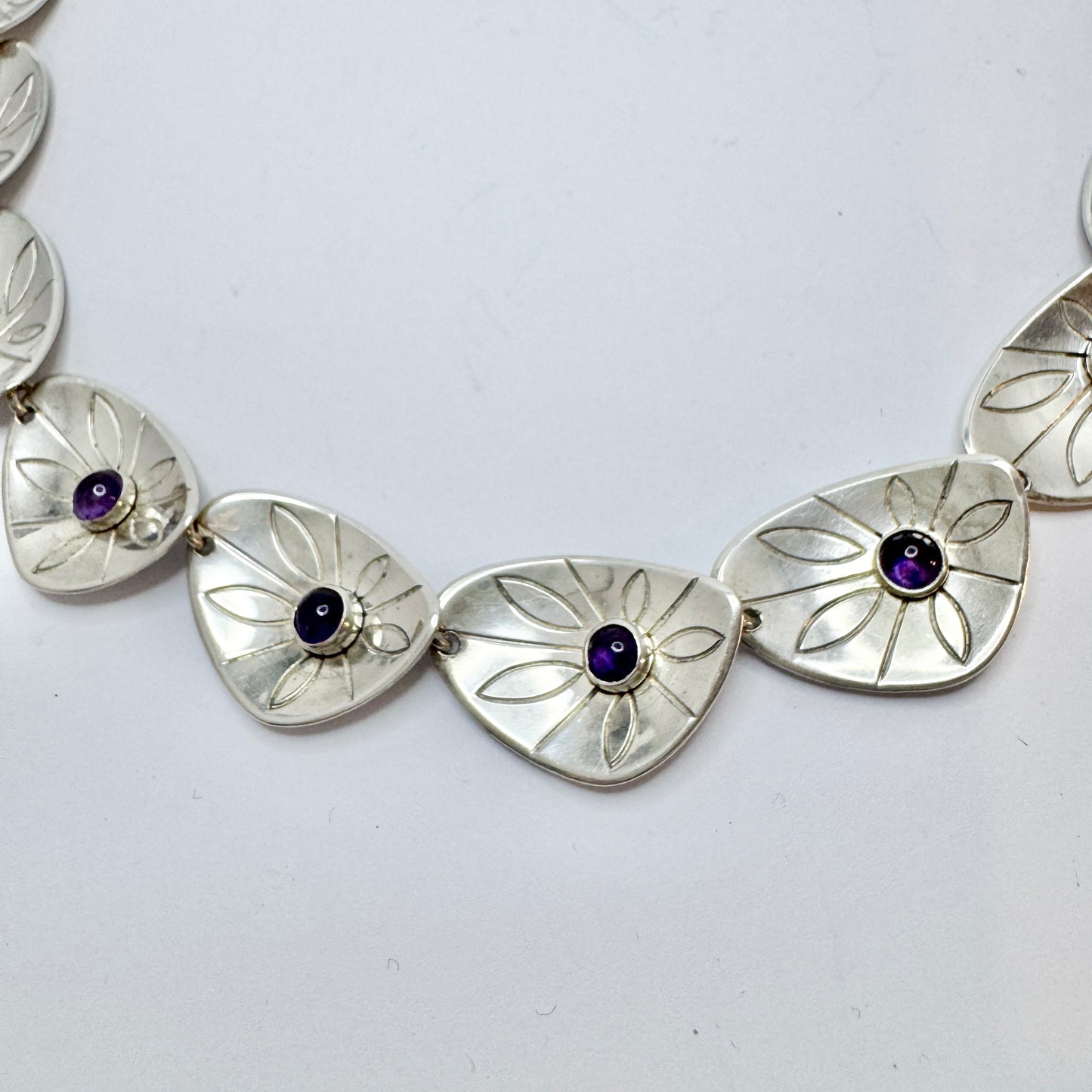 Kaplan, Sweden 1959. Vintage Sterling Silver Amethyst Necklace.