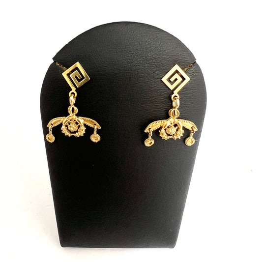 Greece. Vintage 14k Gold Earrings.