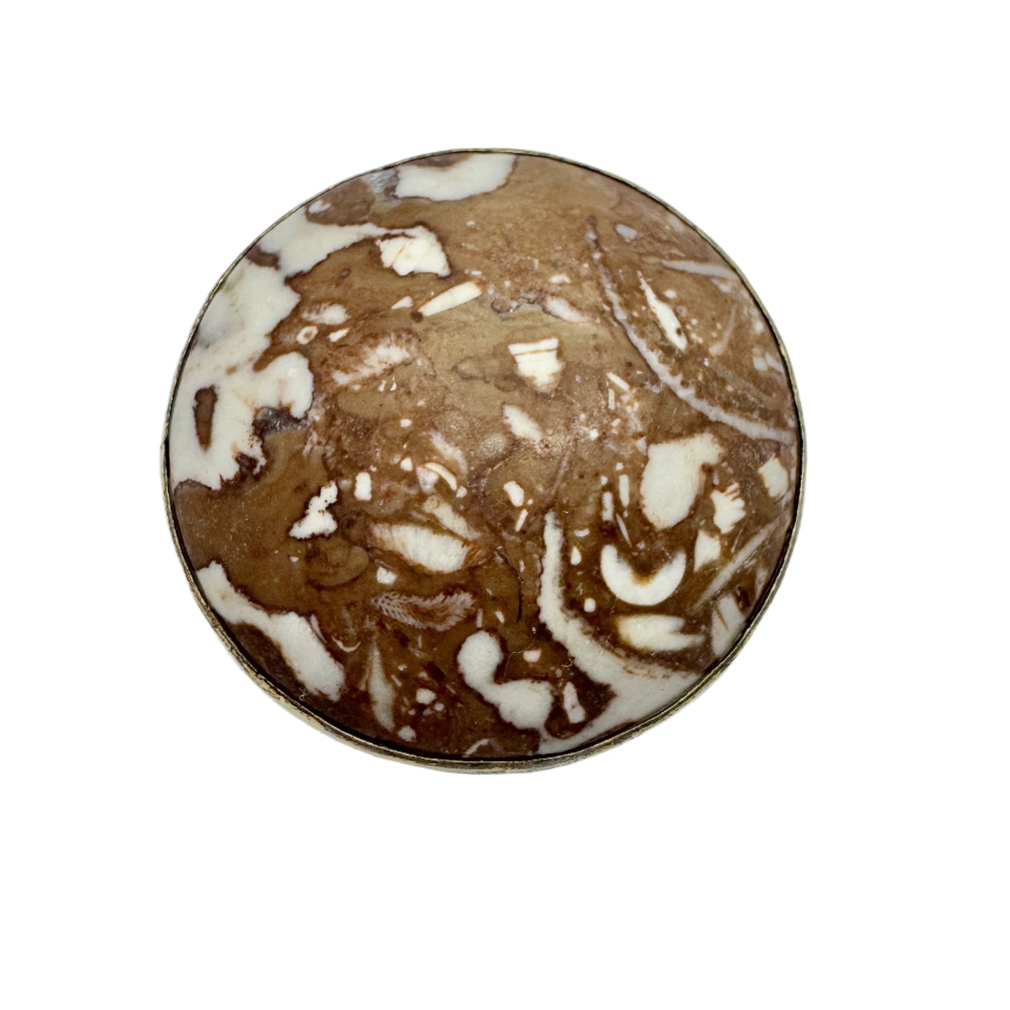 Sweden year 1918. Antique Silver Limestone Marble Brooch.