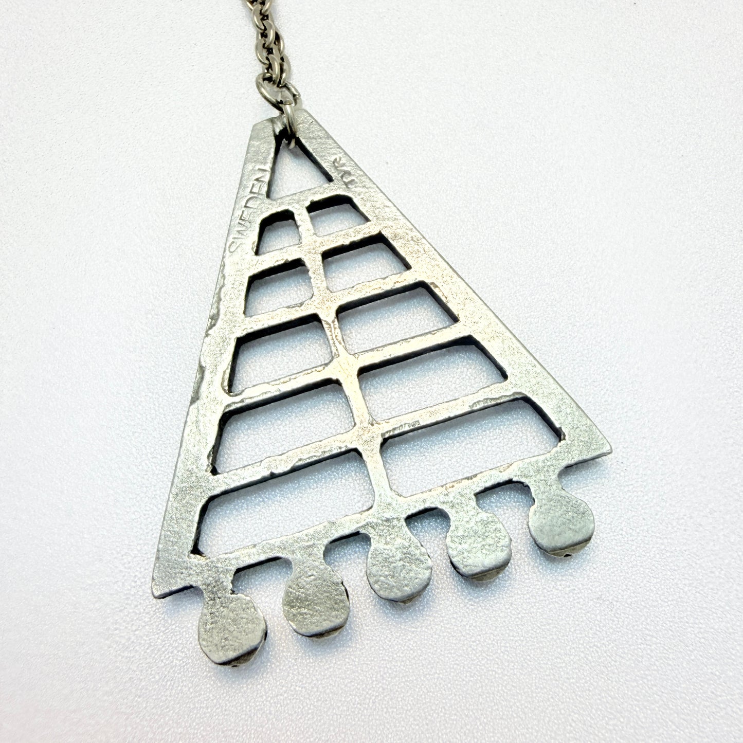 TYR, Sweden 1970s. Large Vintage Pewter Pendant Necklace.