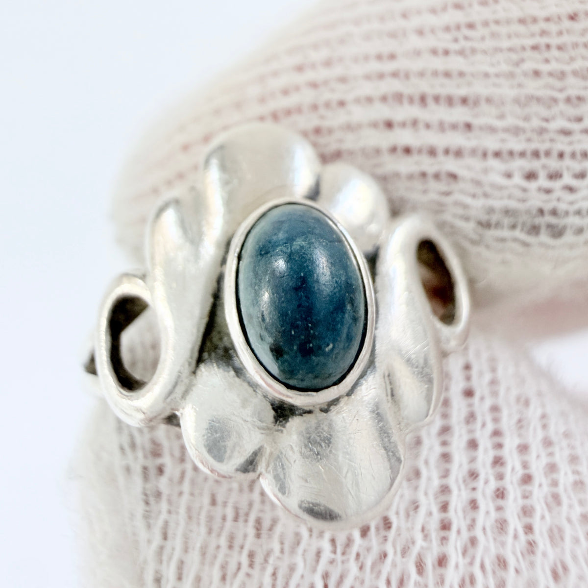 Bernhard Hertz, Denmark 1916. Antique Art Nouveau Solid Silver Lapis Lazuli Ring.