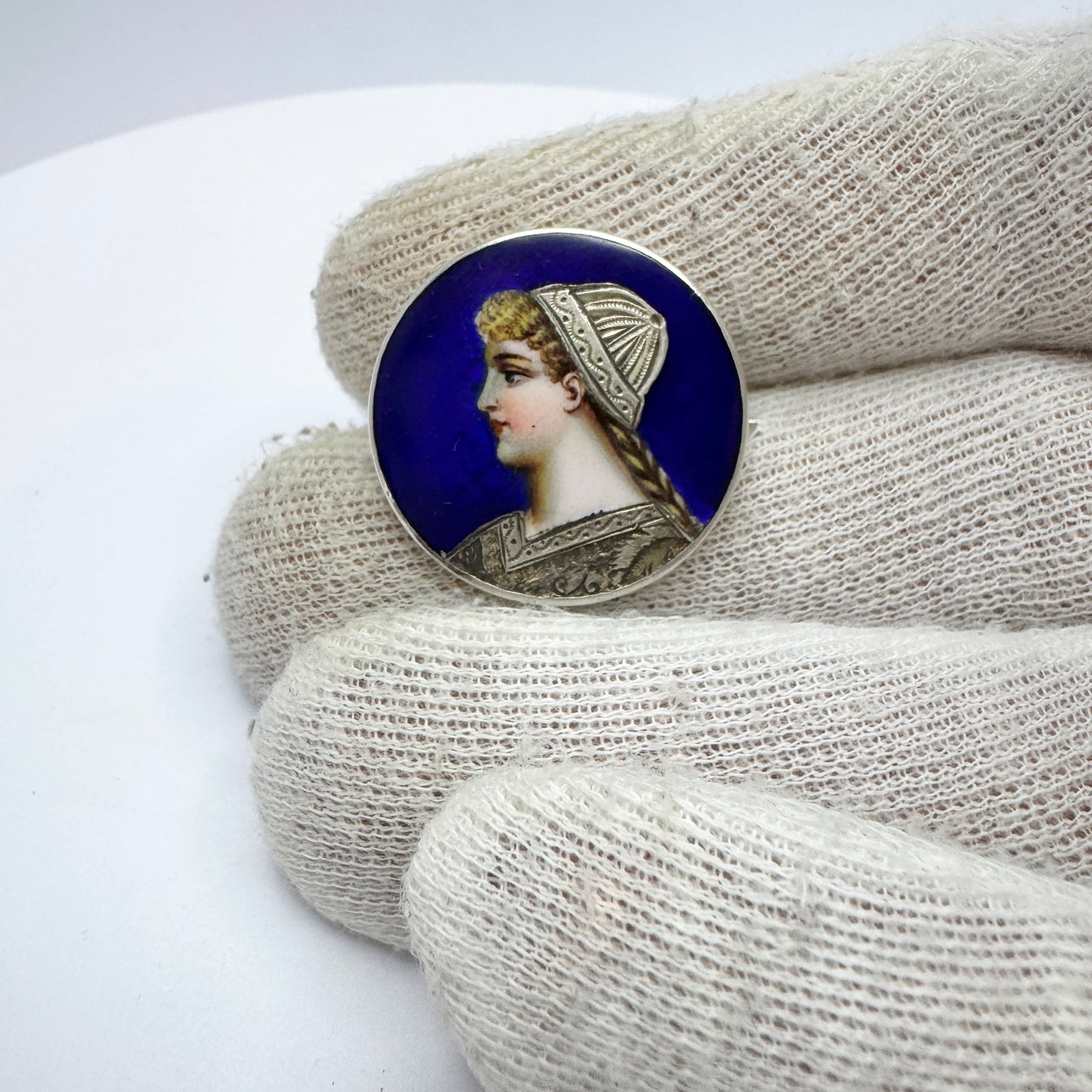 Germany / Austria early 1900s. Antique Solid Silver Enamel Brooch.