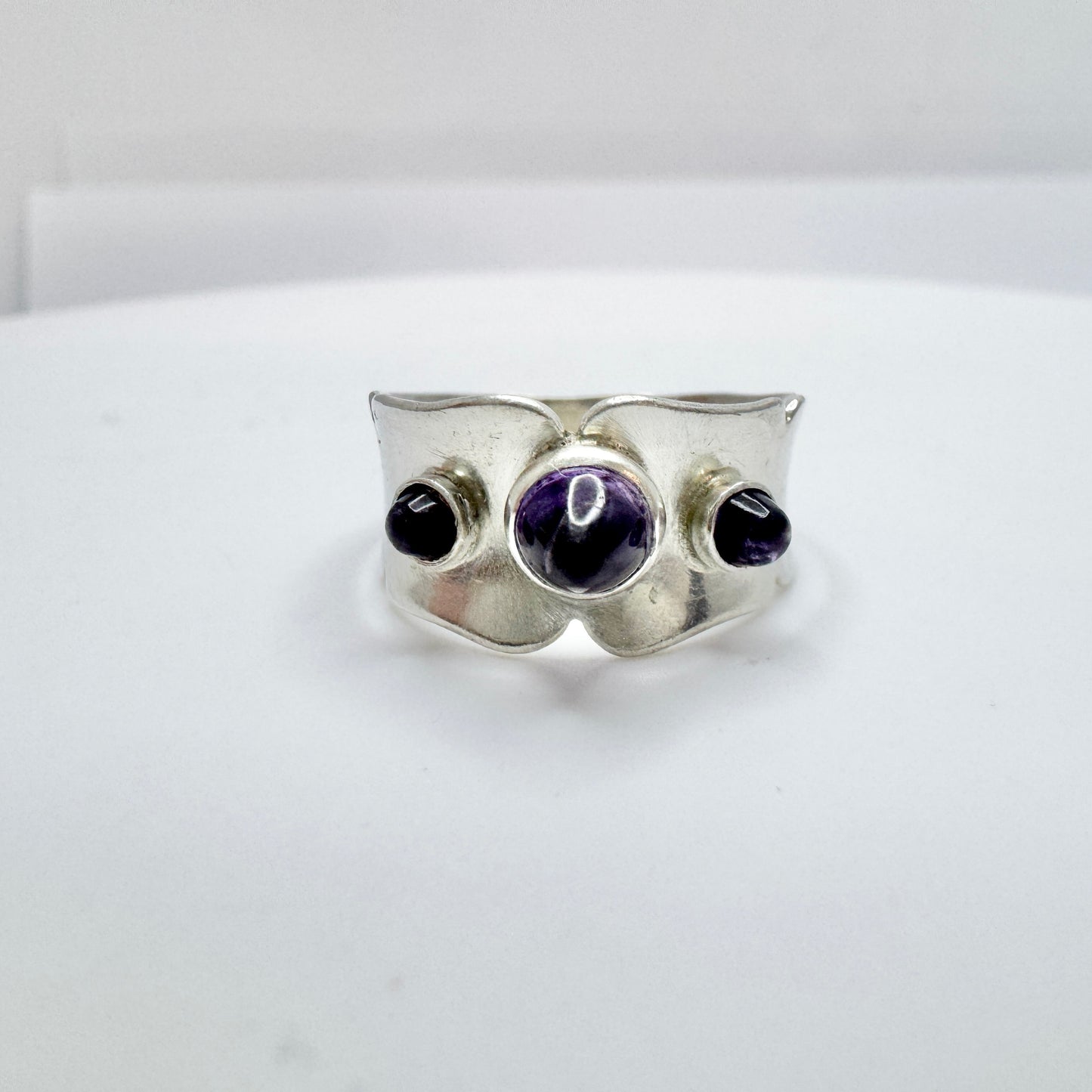 Sweden 1963. Vintage Sterling Silver Amethyst Ring.