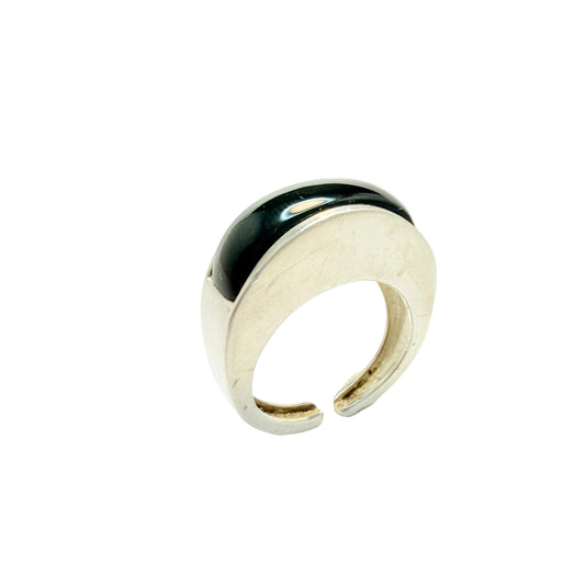 Friedrich Speidel, Germany ca 1960s. Vintage Solid Silver Onyx Ring.