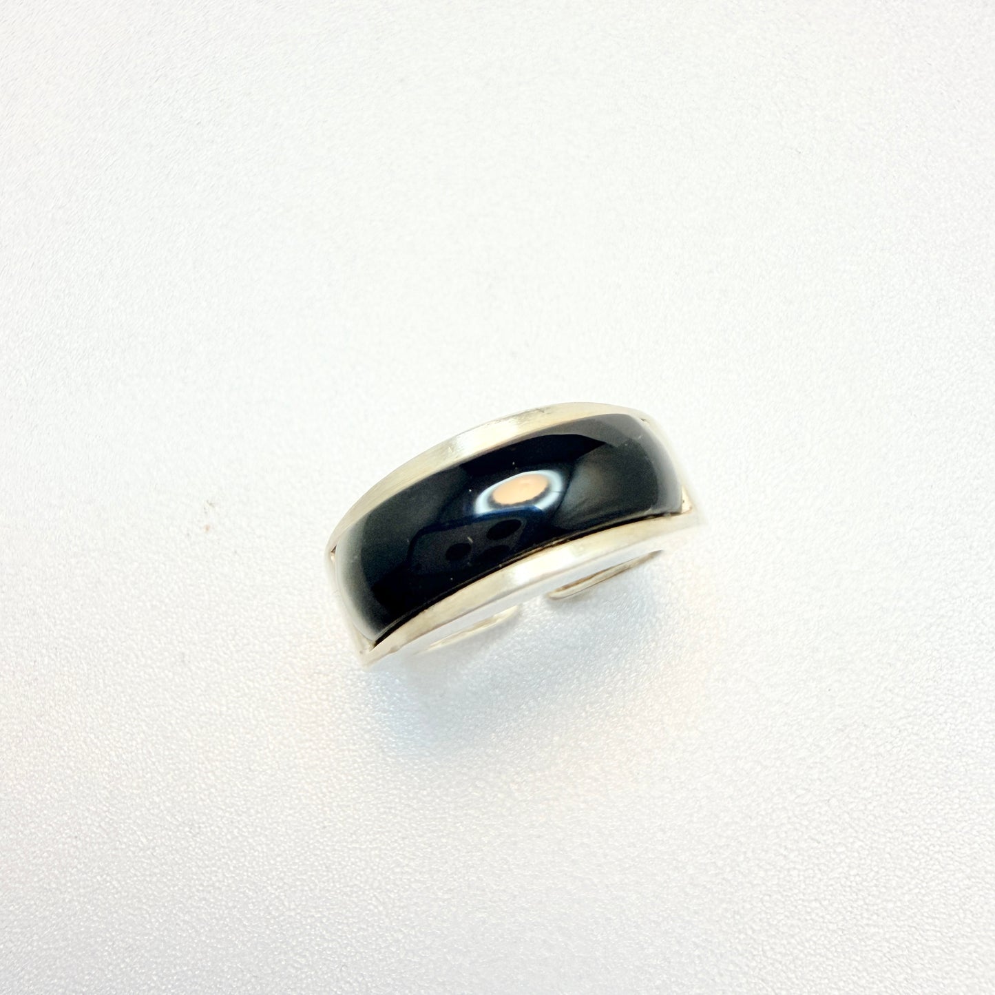 Friedrich Speidel, Germany ca 1960s. Vintage Solid Silver Onyx Ring.