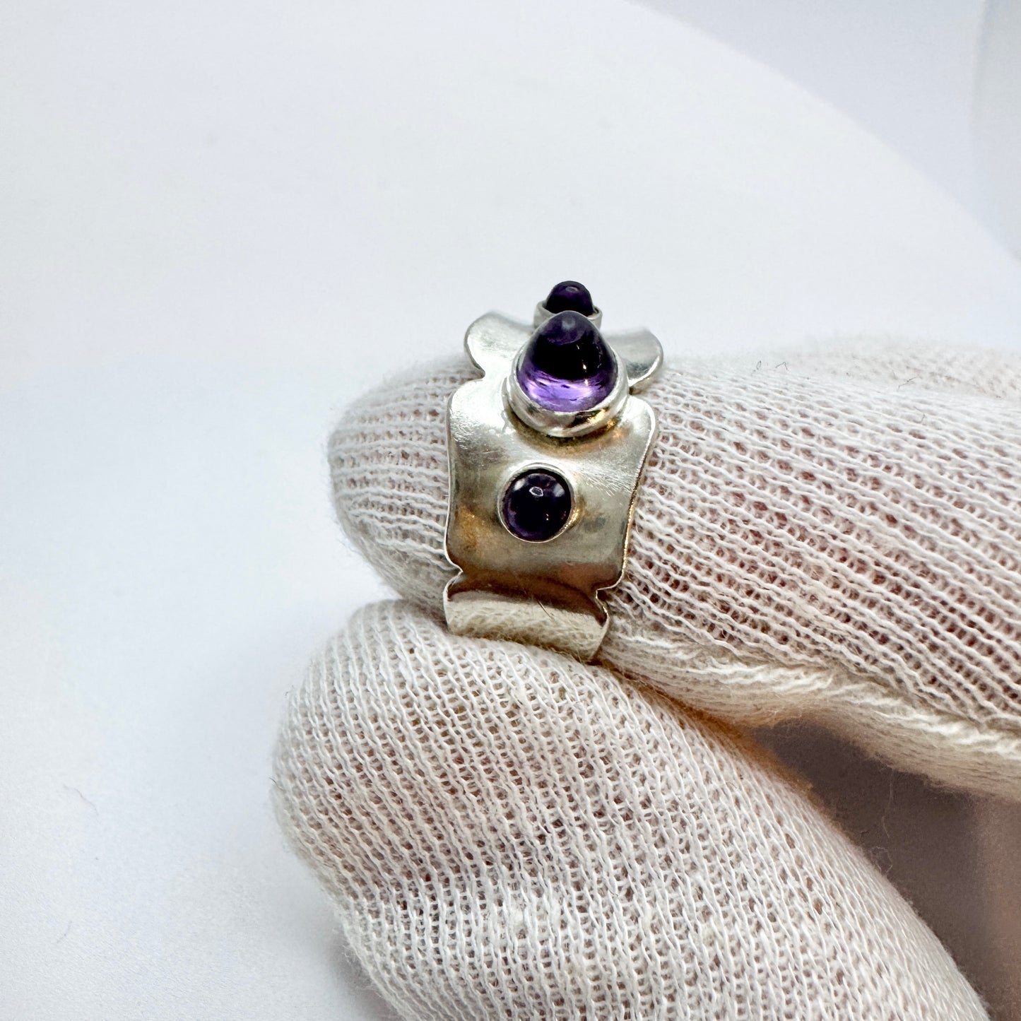 Sweden 1963. Vintage Sterling Silver Amethyst Ring.