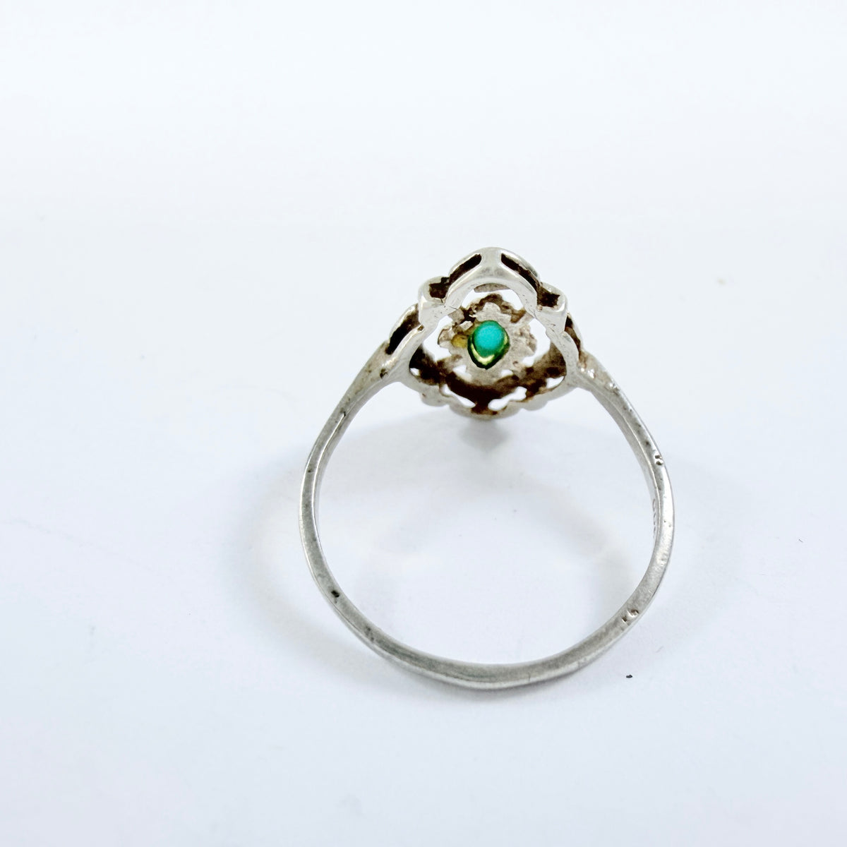 Vintage Solid 900 Silver Turquoise Ring.